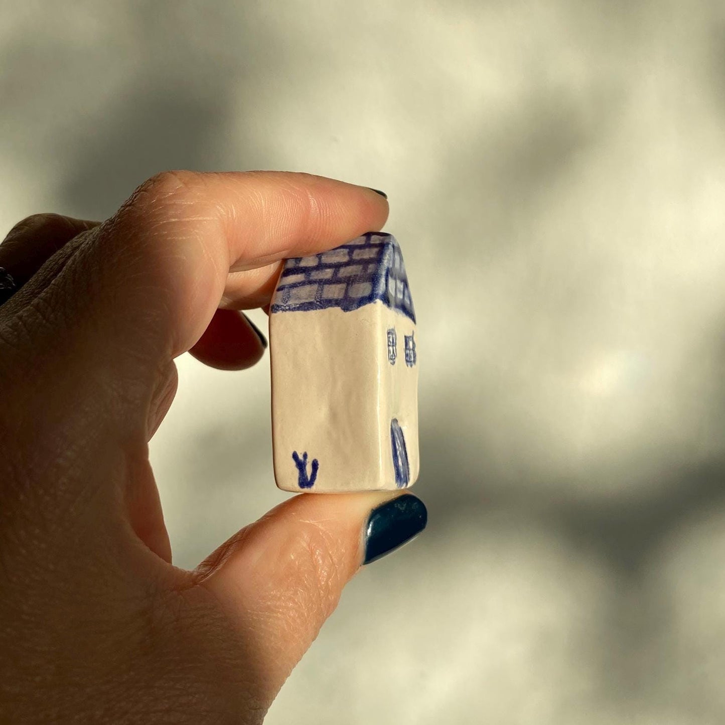 Tiny Wonky Ceramic House: Handmade Clay Village Shelf Decor