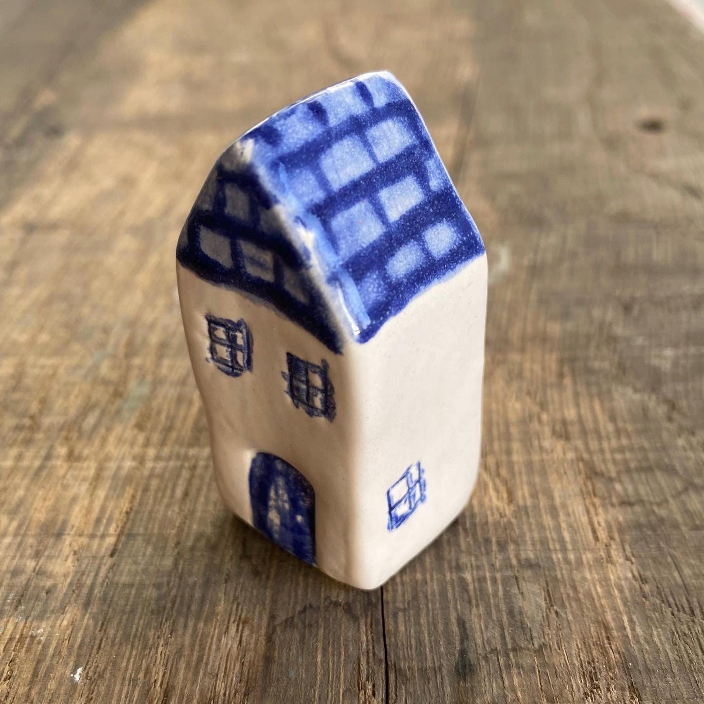 Tiny Wonky Ceramic House: Handmade Clay Village Shelf Decor