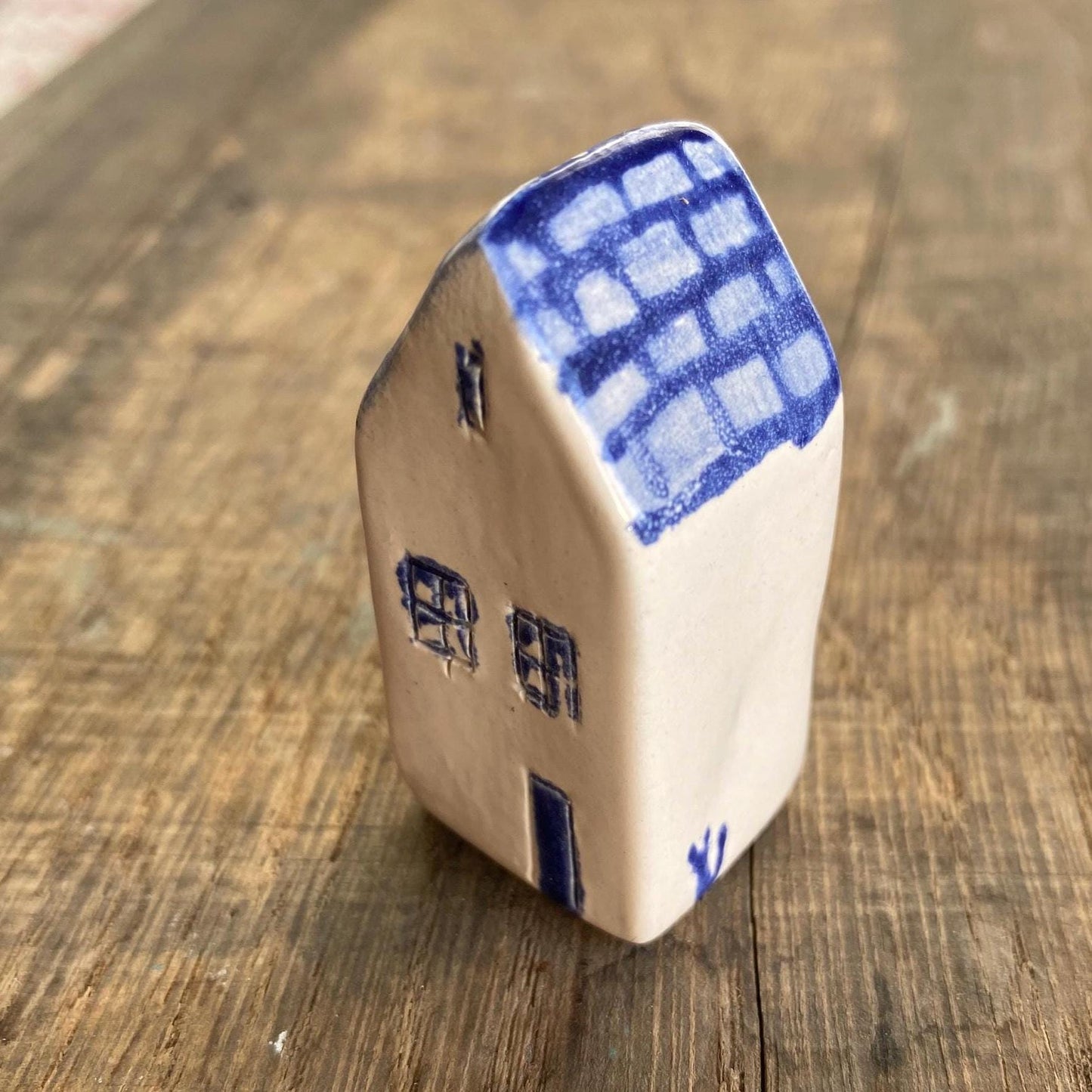 Tiny Wonky Ceramic House: Handmade Clay Village Shelf Decor