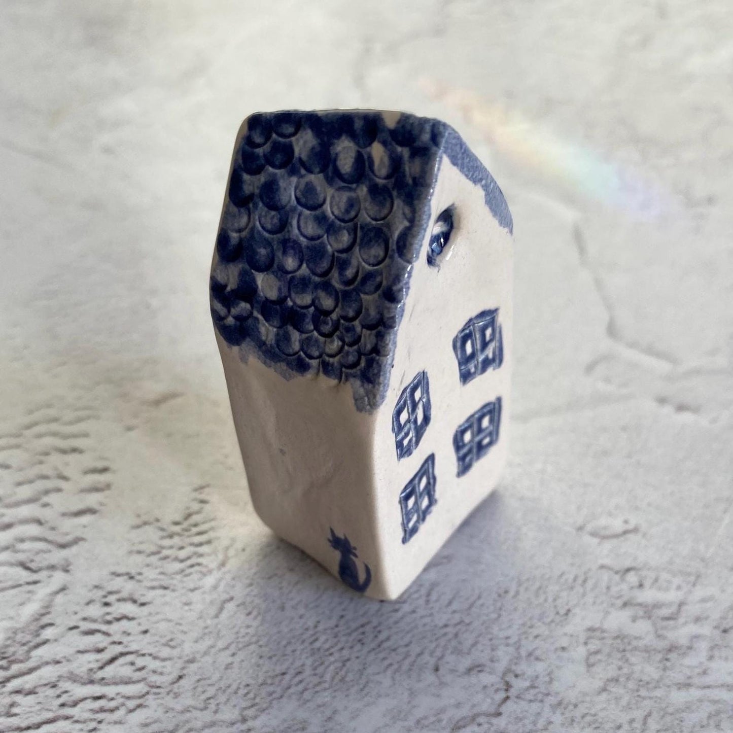 Tiny Wonky Ceramic House: Handmade Clay Village Shelf Decor