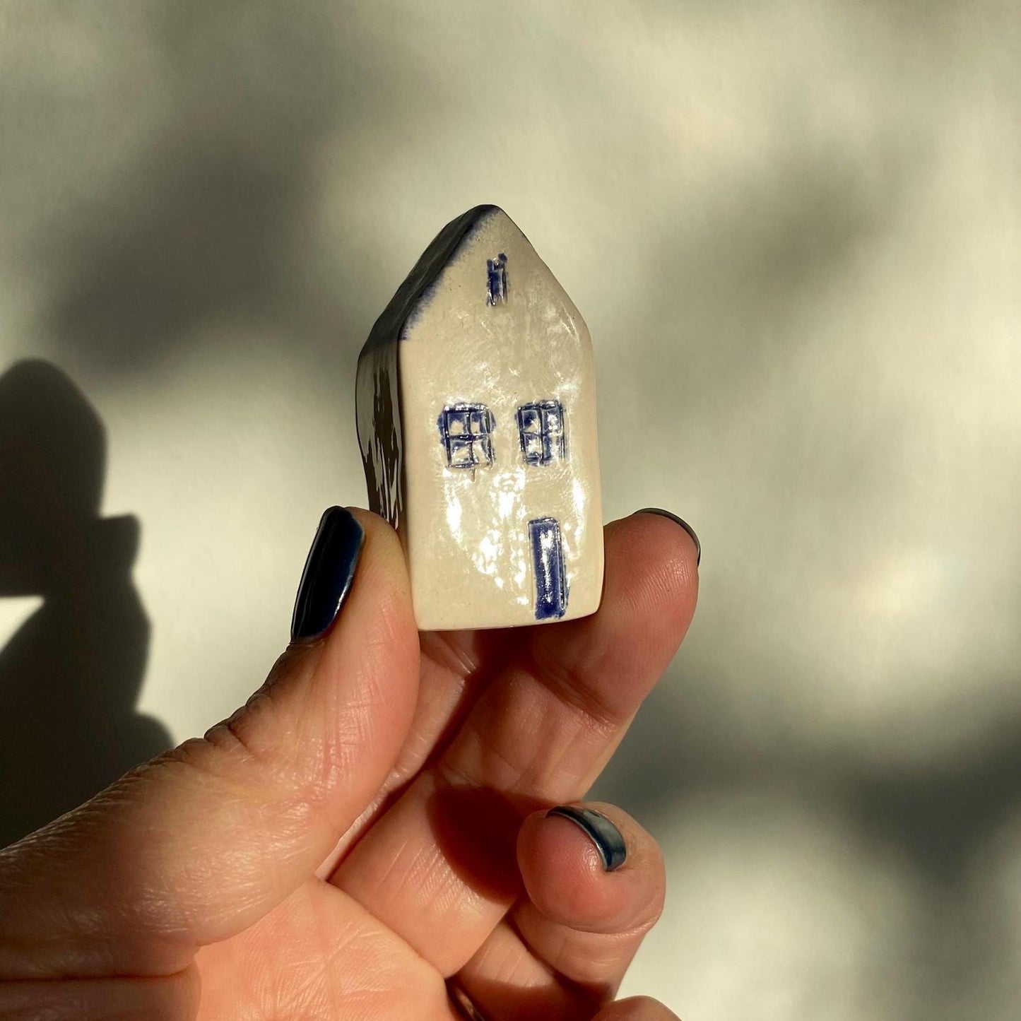 Tiny Wonky Ceramic House: Handmade Clay Village Shelf Decor