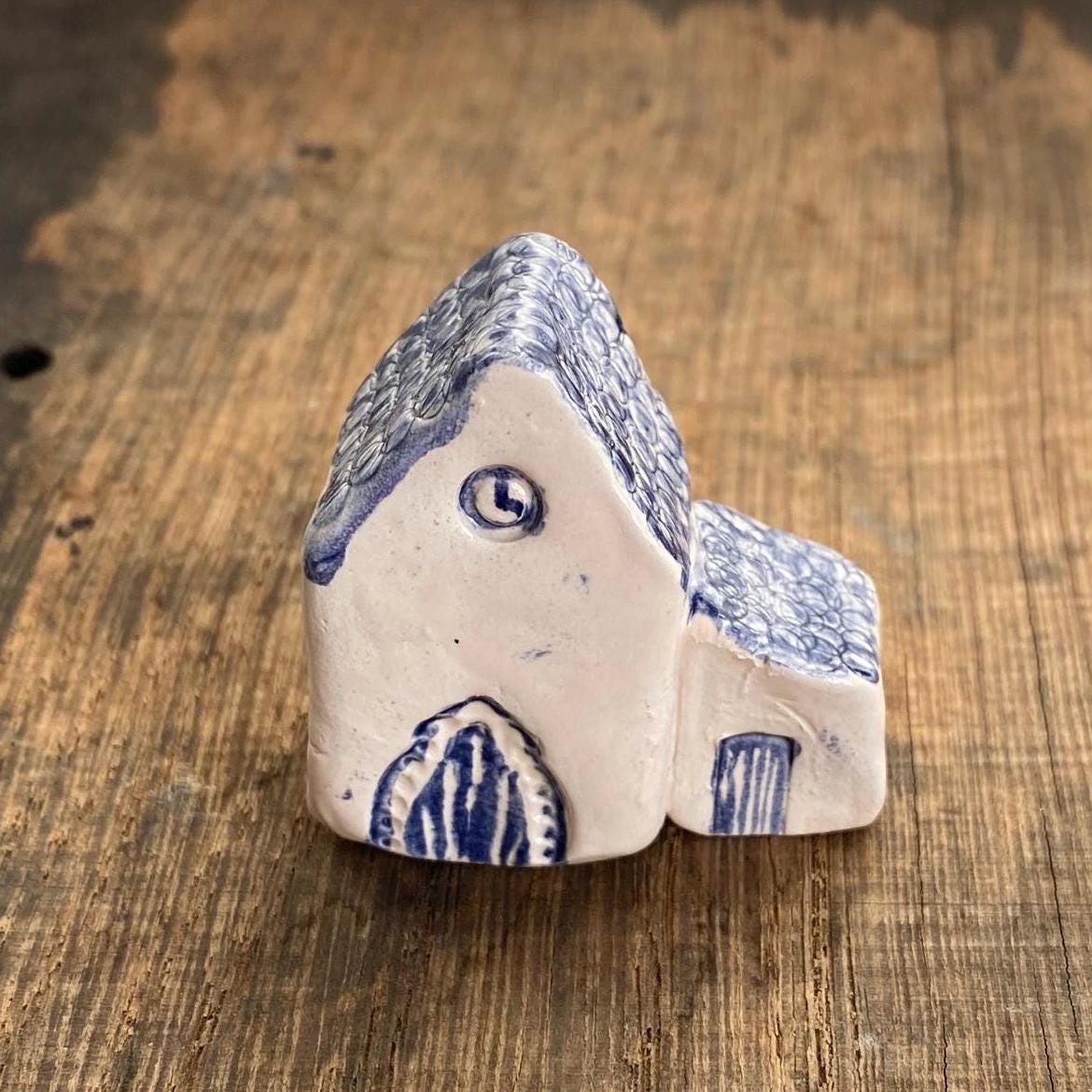 Tiny Ceramic House: Handmade Clay Village Shelf Decor