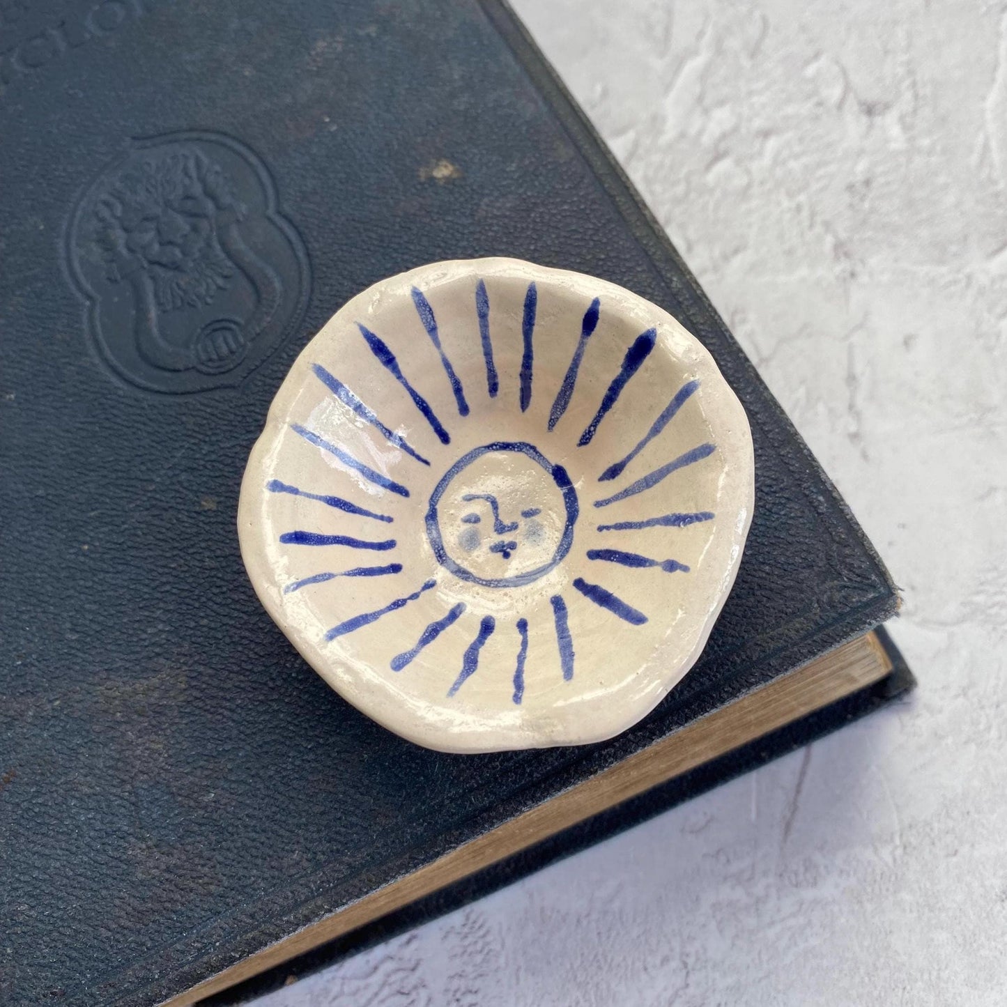 Ceramic Trinket Dish - Decorative Bowl - Ring Dish -  Sun Design