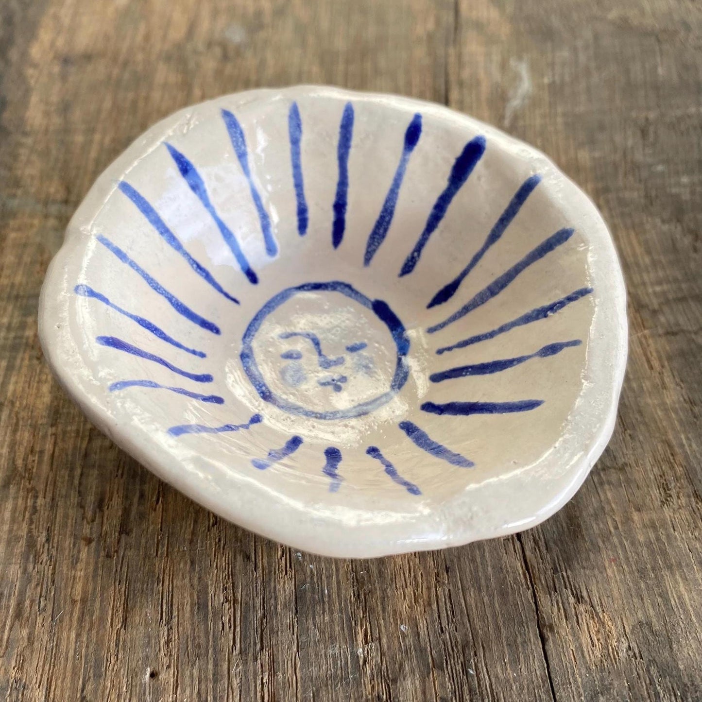 Ceramic Trinket Dish - Decorative Bowl - Ring Dish -  Sun Design
