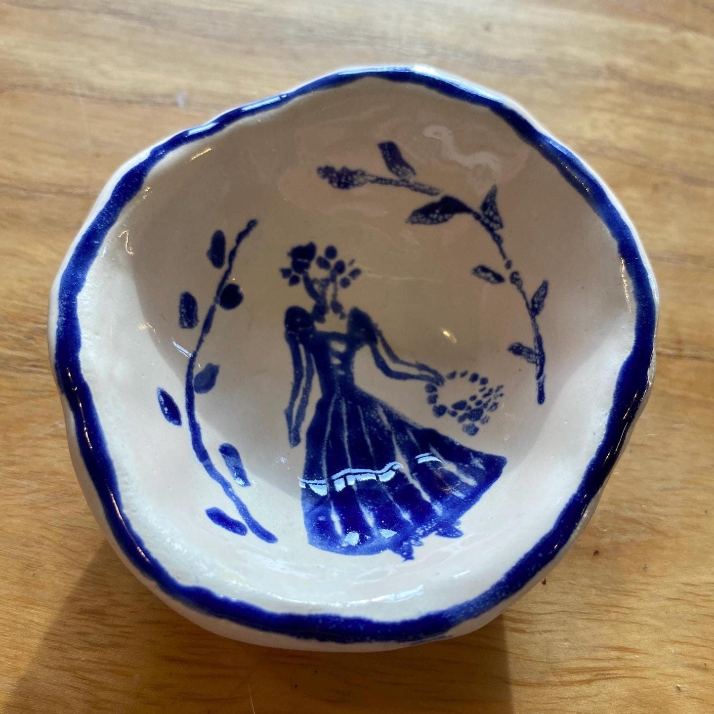 Ceramic Trinket Dish - Decorative Bowl - Ring Dish -  Lady - Figure