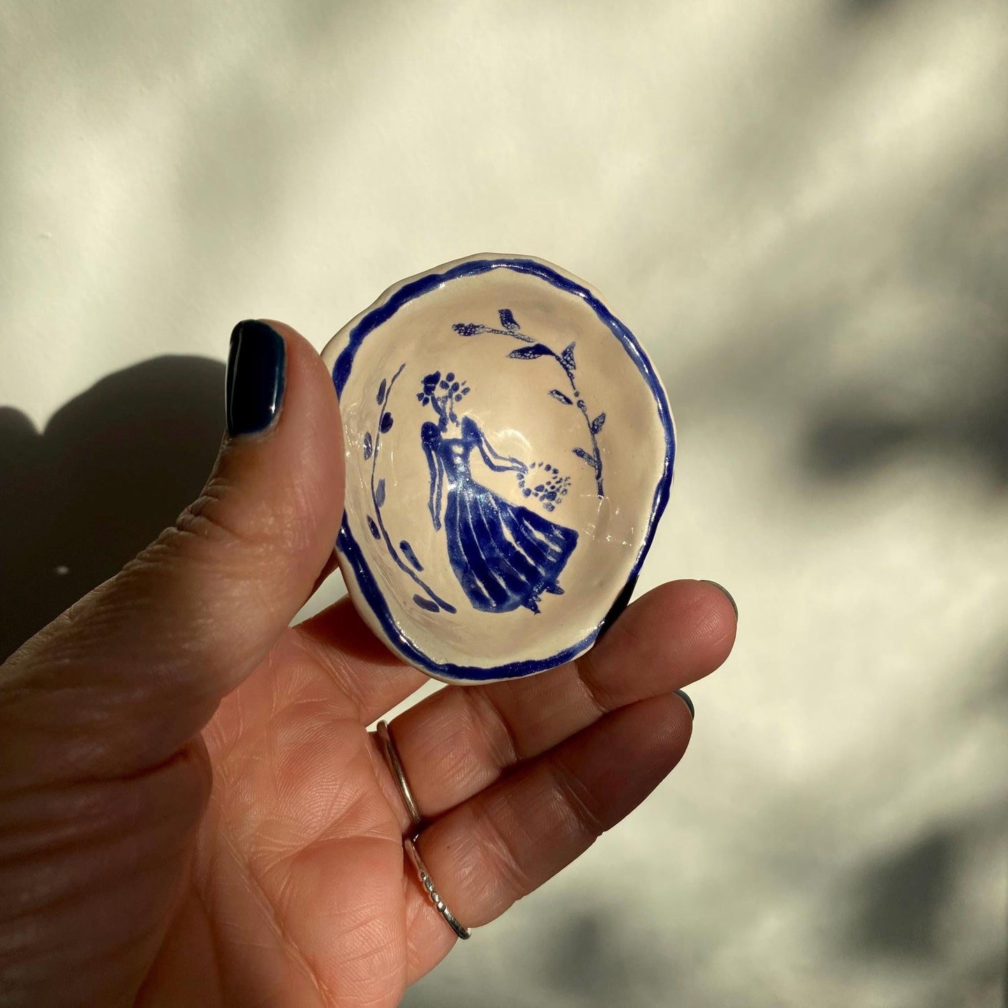 Ceramic Trinket Dish - Decorative Bowl - Ring Dish -  Lady - Figure