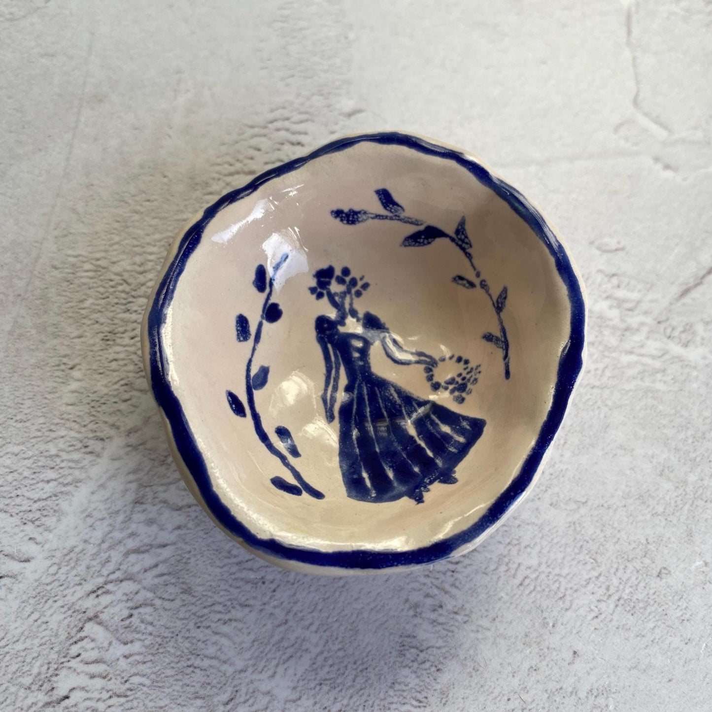 Ceramic Trinket Dish - Decorative Bowl - Ring Dish -  Lady - Figure