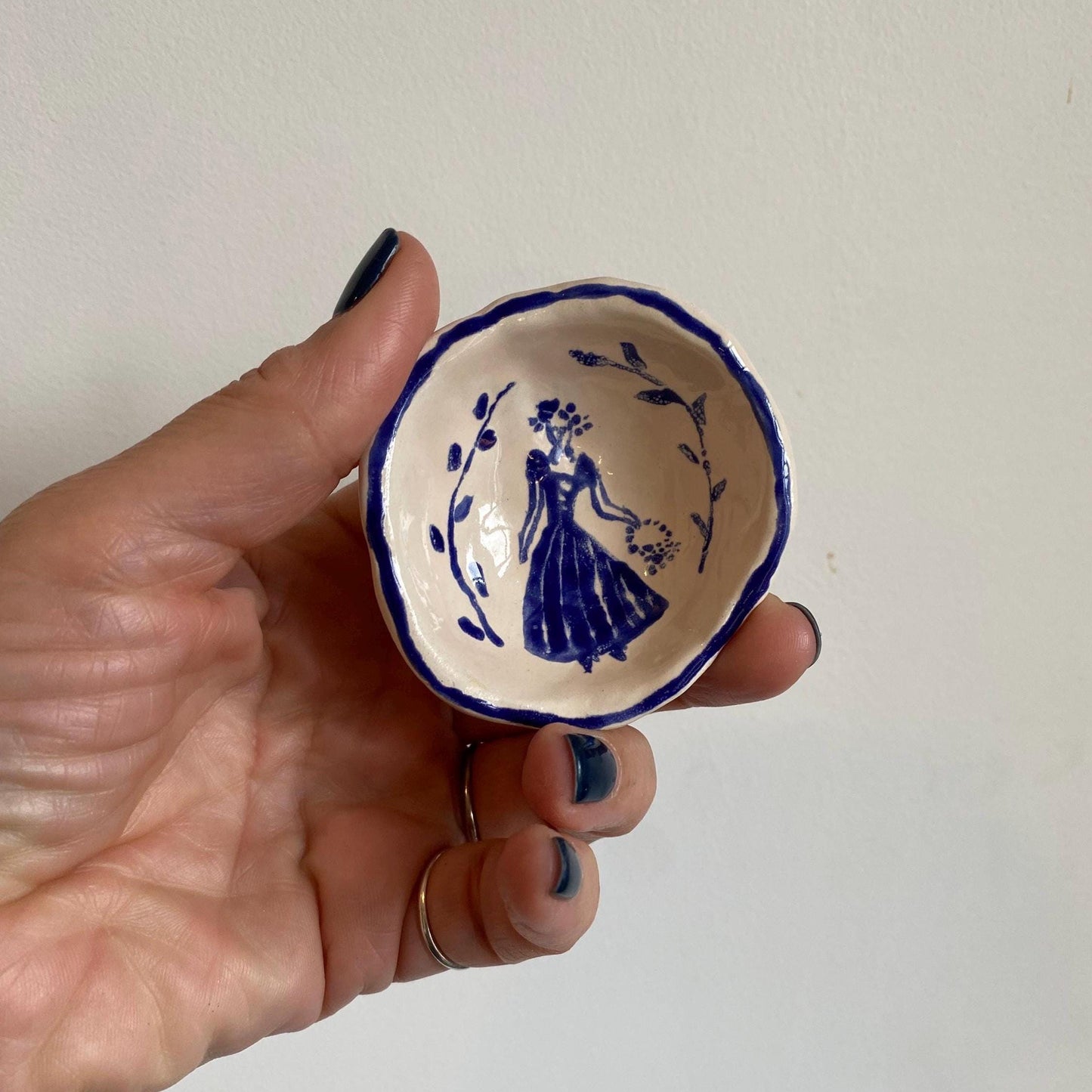 Ceramic Trinket Dish - Decorative Bowl - Ring Dish -  Lady - Figure