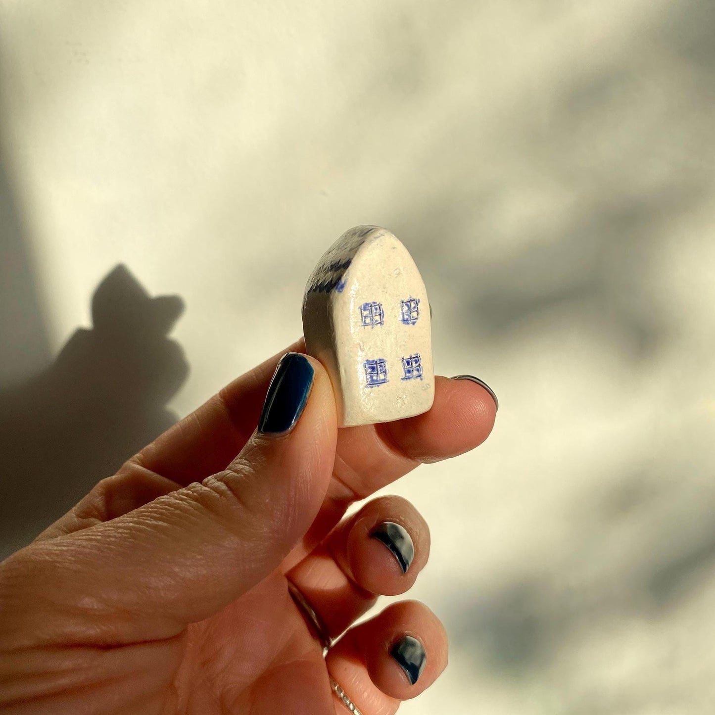Tiny Wonky Ceramic House: Handmade Clay Village Shelf Decor