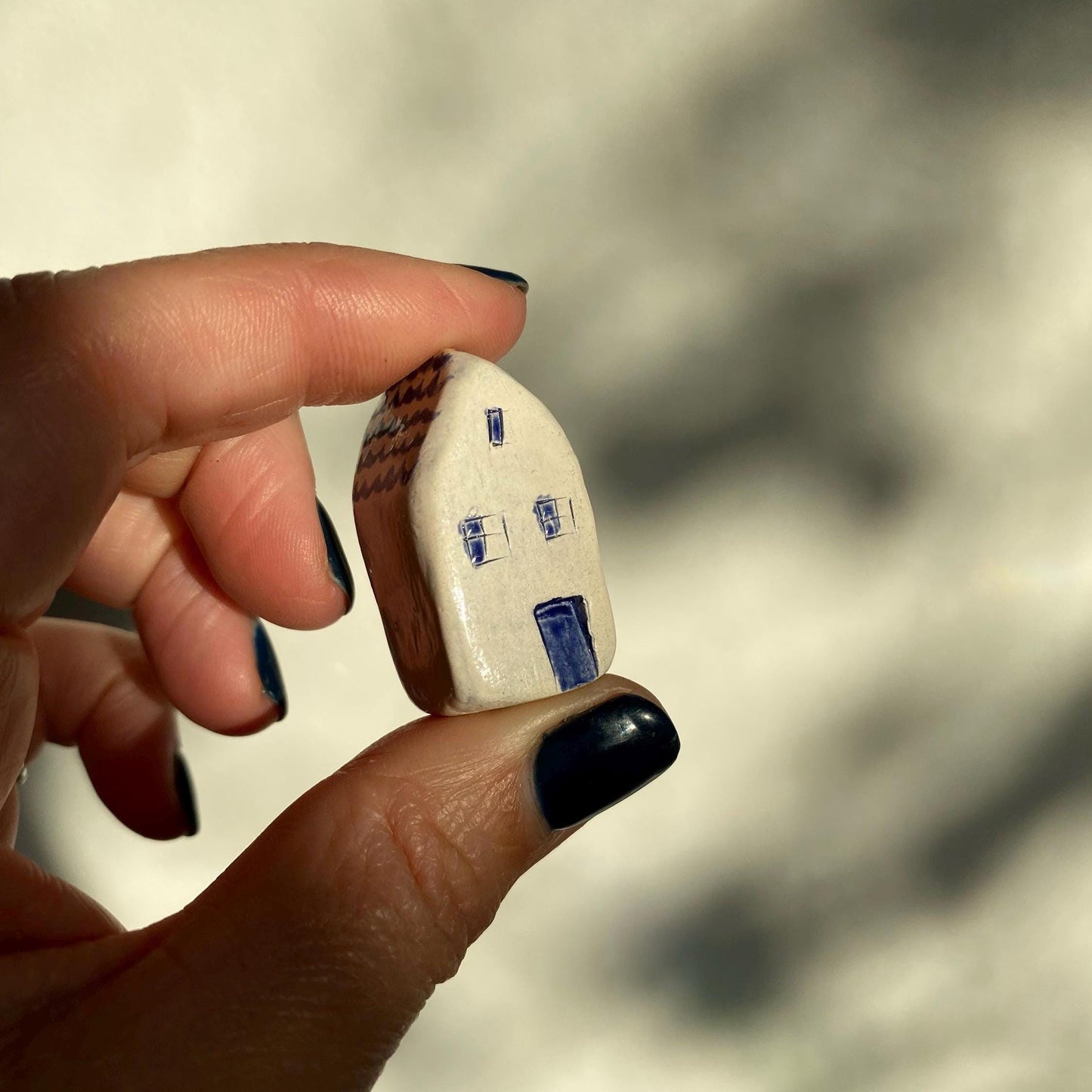 Tiny Wonky Ceramic House: Handmade Clay Village Shelf Decor