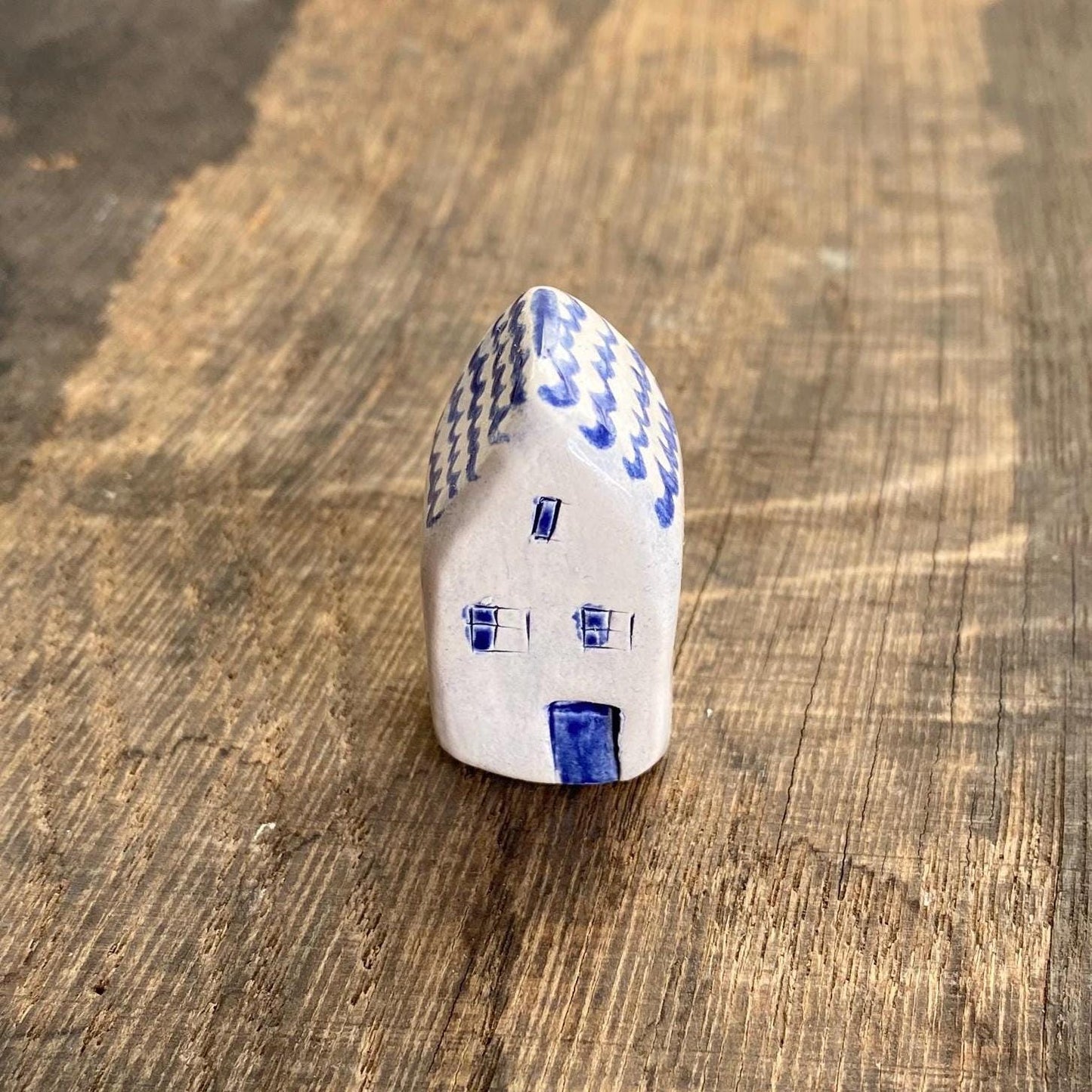 Tiny Wonky Ceramic House: Handmade Clay Village Shelf Decor