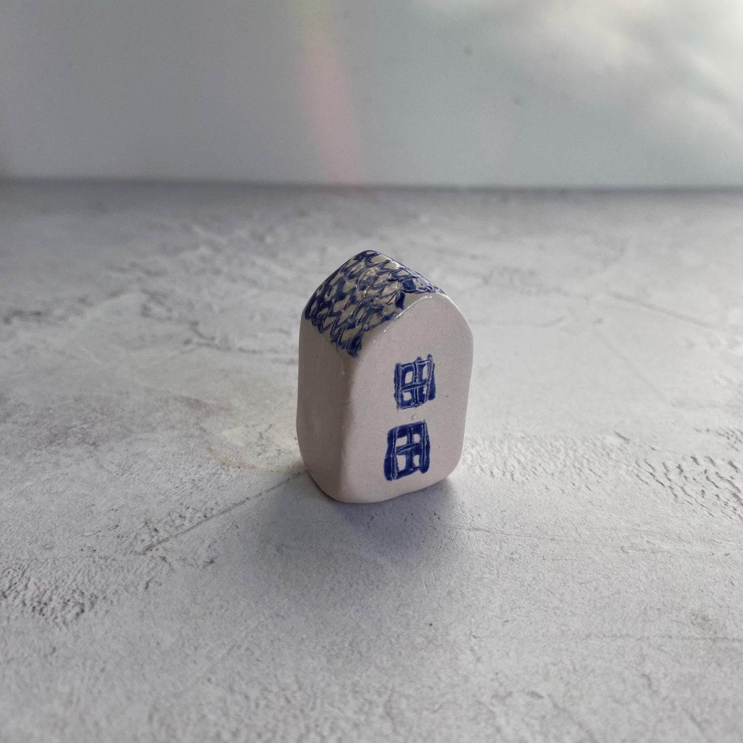 Tiny Wonky Ceramic House: Handmade Clay Village Shelf Decor