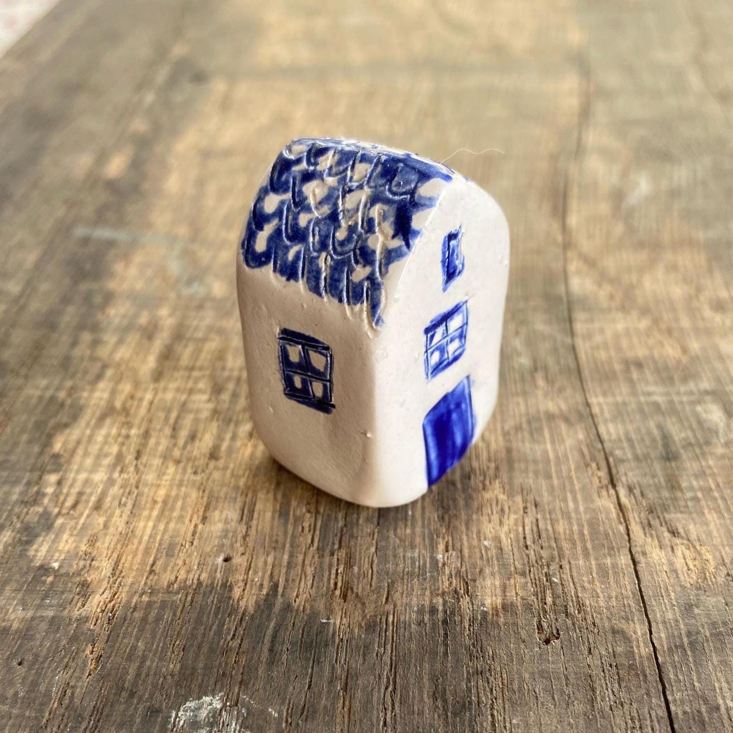 Tiny Wonky Ceramic House: Handmade Clay Village Shelf Decor