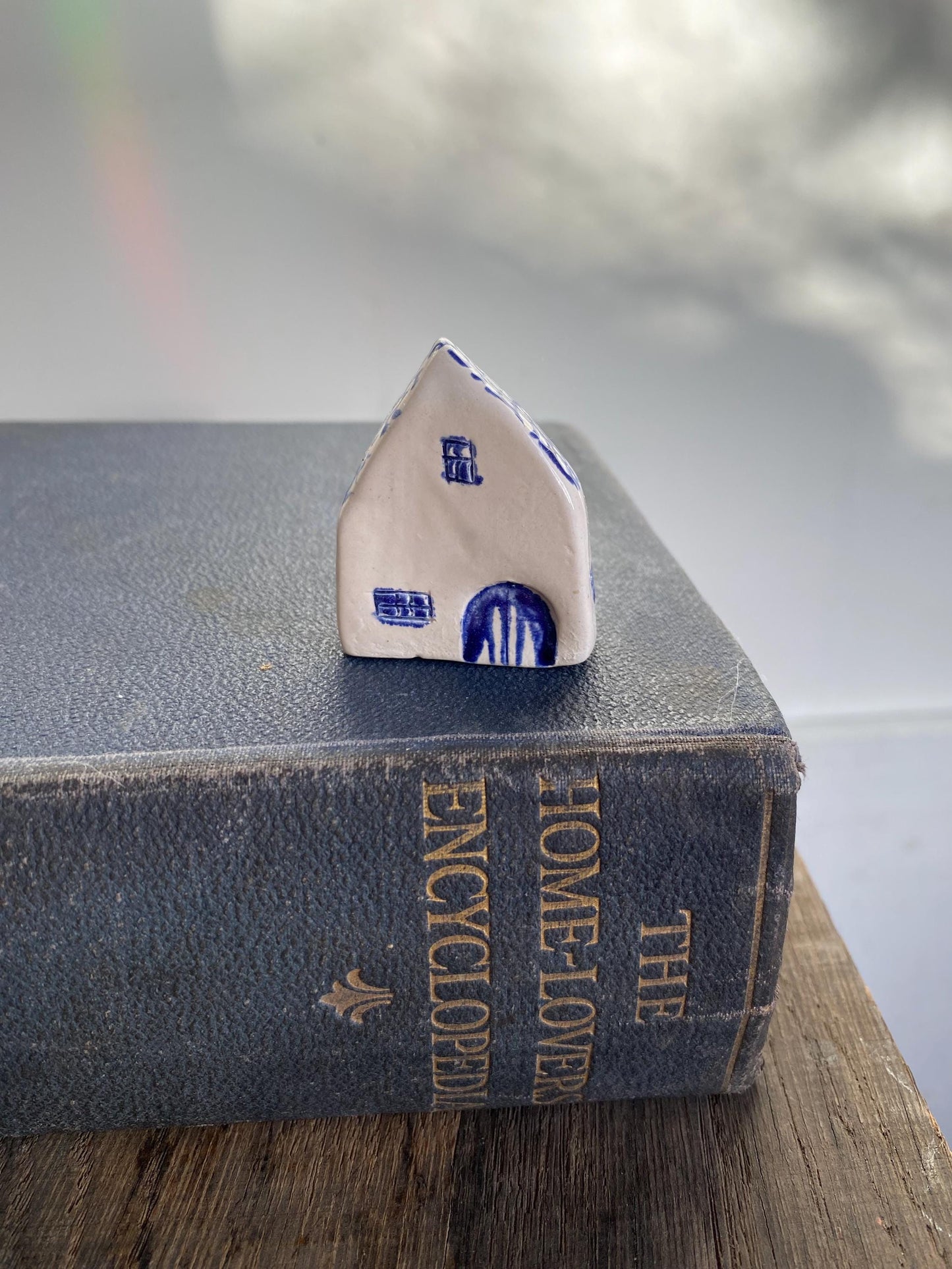 Tiny Wonky Ceramic House: Handmade Clay Village Shelf Decor