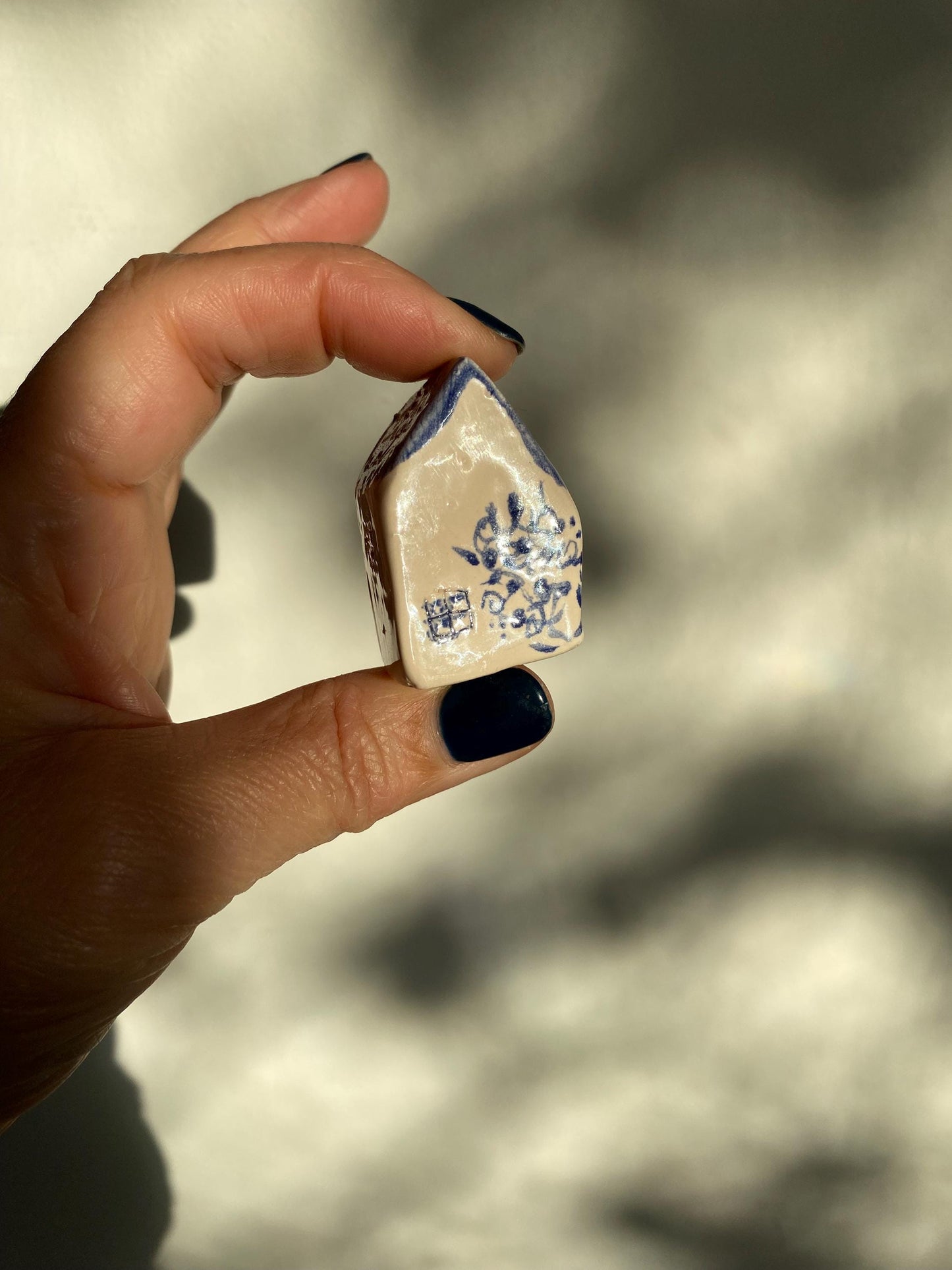 Tiny Wonky Ceramic House: Handmade Clay Village Shelf Decor