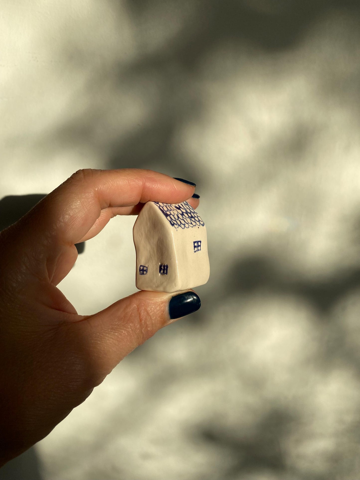 Tiny Wonky Ceramic House: Handmade Clay Village Shelf Decor