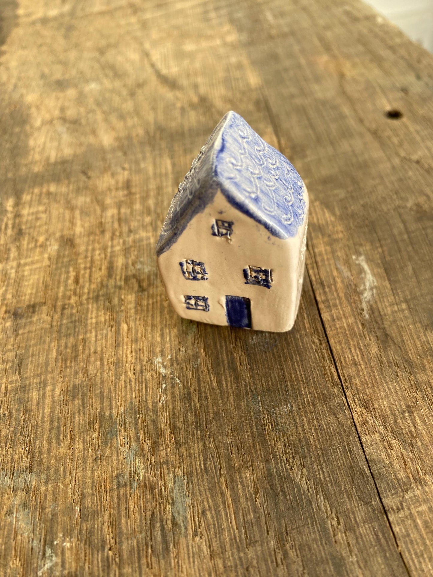 Tiny Wonky Ceramic House: Handmade Clay Village Shelf Decor