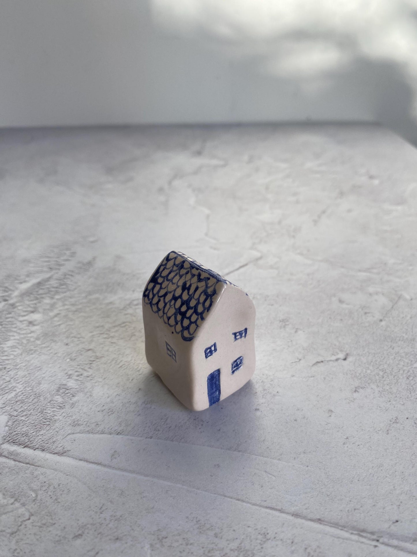 Tiny Wonky Ceramic House: Handmade Clay Village Shelf Decor