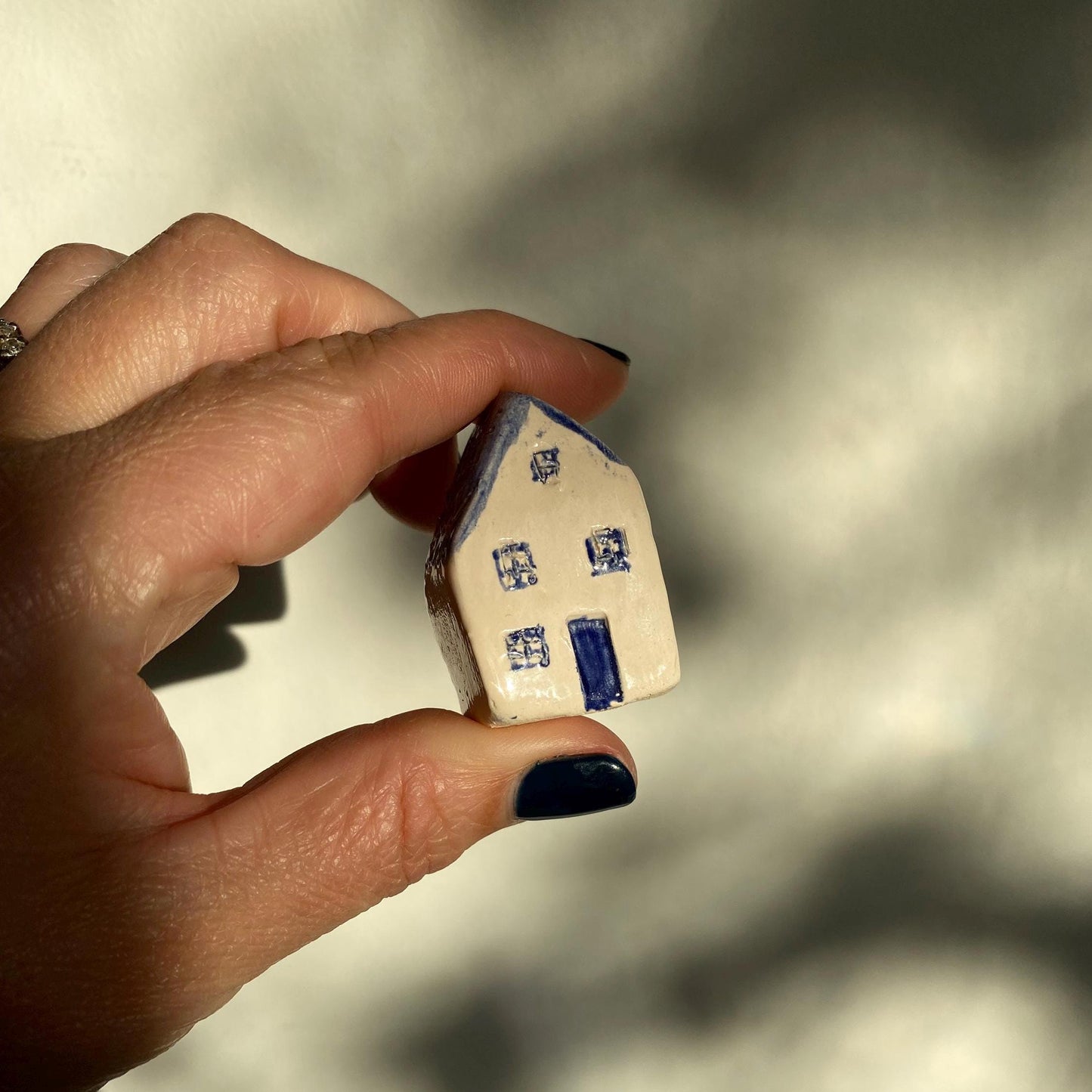 Tiny Wonky Ceramic House: Handmade Clay Village Shelf Decor