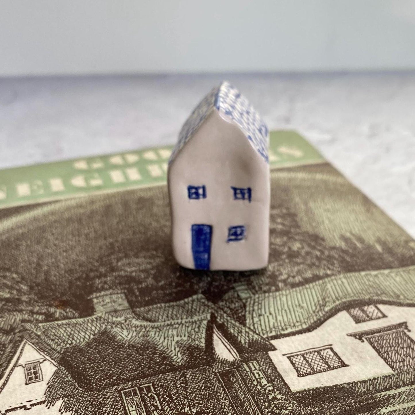 Tiny Wonky Ceramic House: Handmade Clay Village Shelf Decor