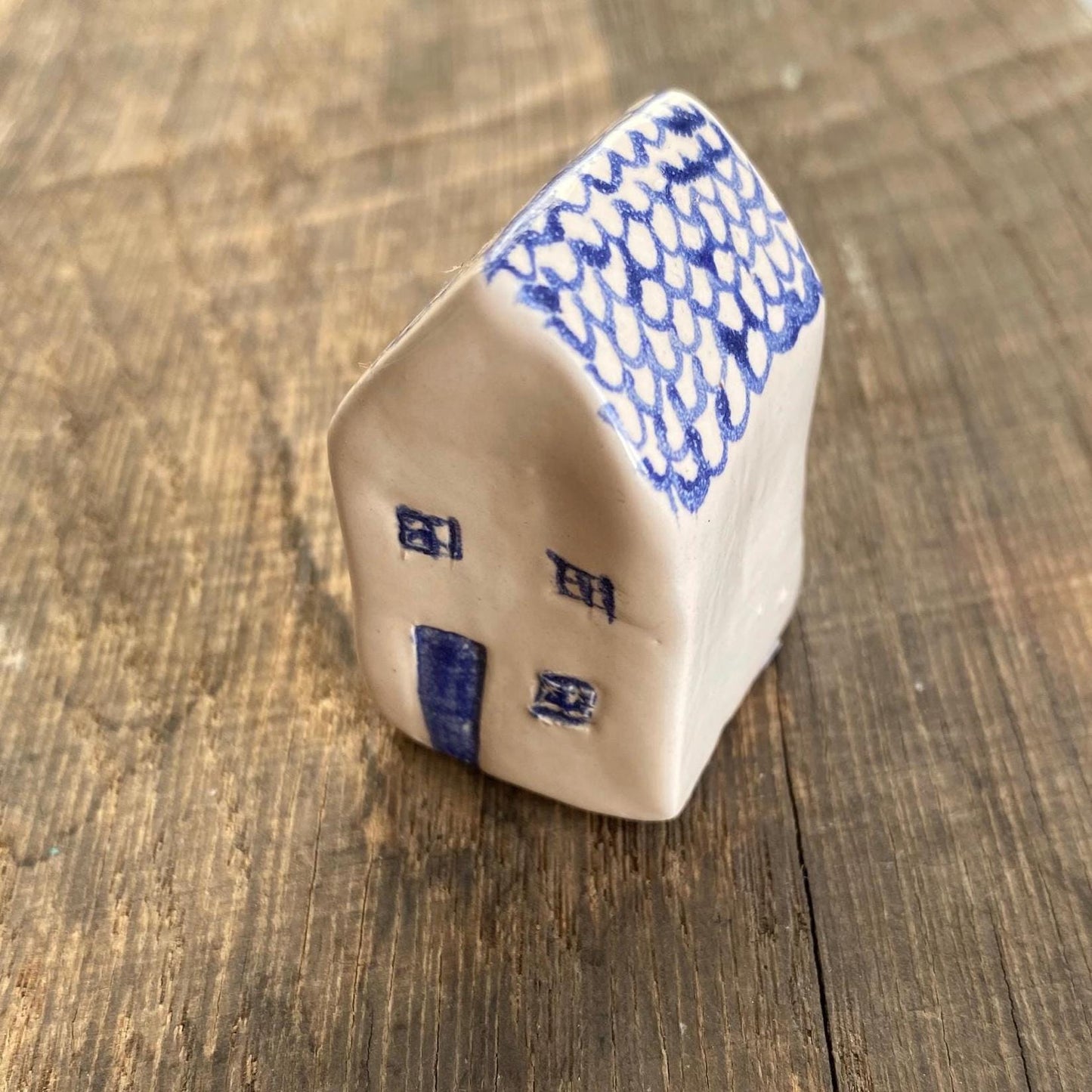 Tiny Wonky Ceramic House: Handmade Clay Village Shelf Decor