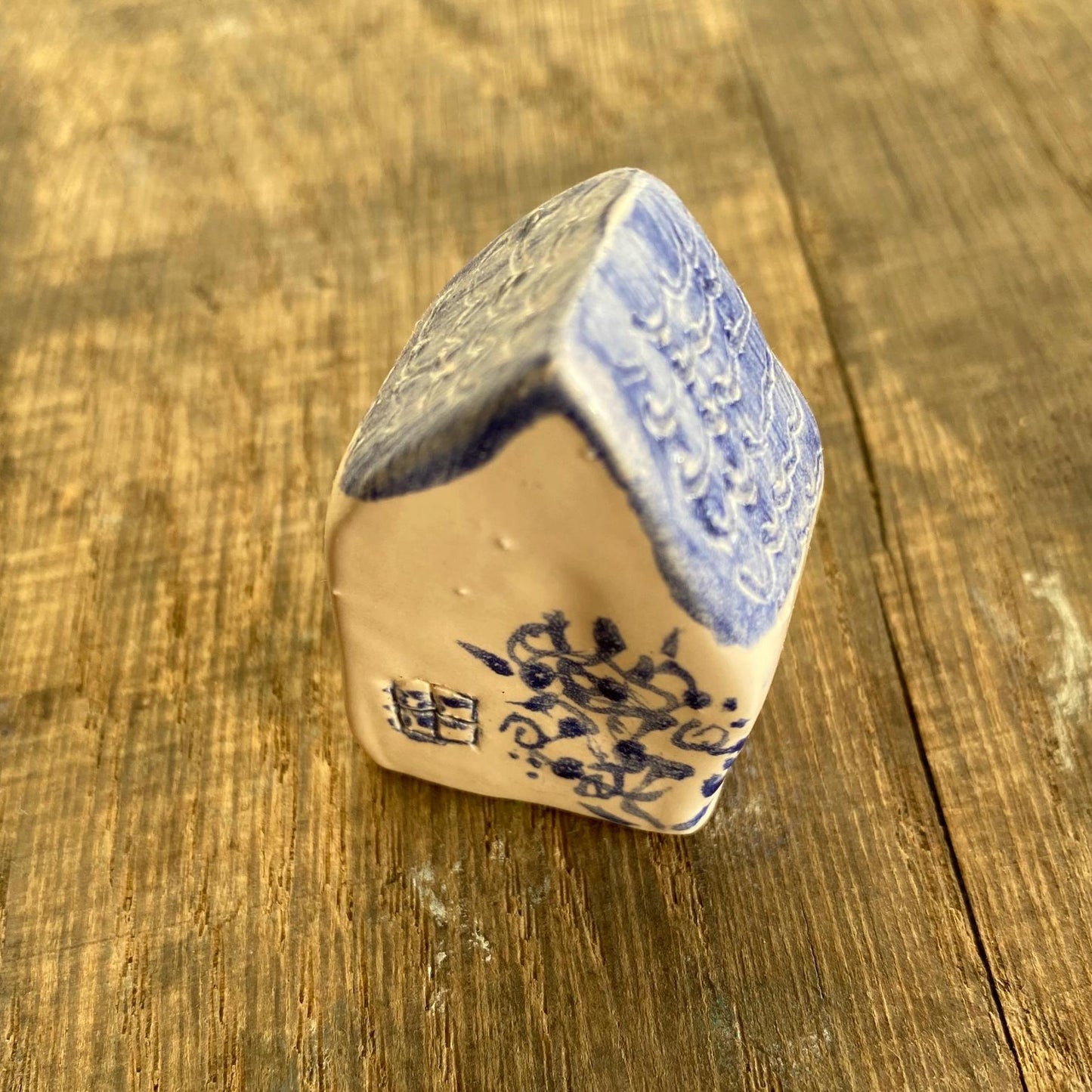 Tiny Wonky Ceramic House: Handmade Clay Village Shelf Decor