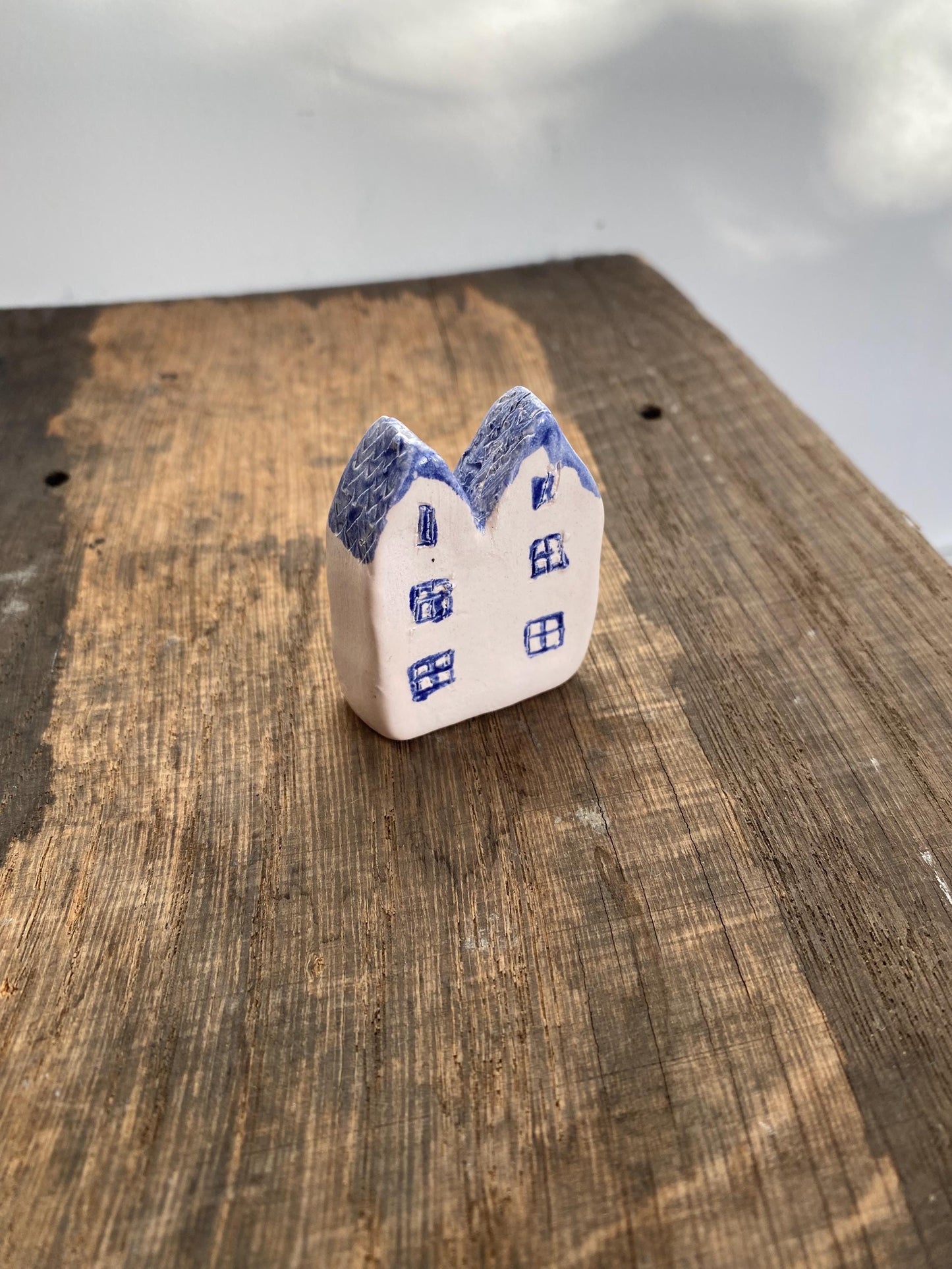 Tiny Wonky Ceramic House: Handmade Clay Village Shelf Decor