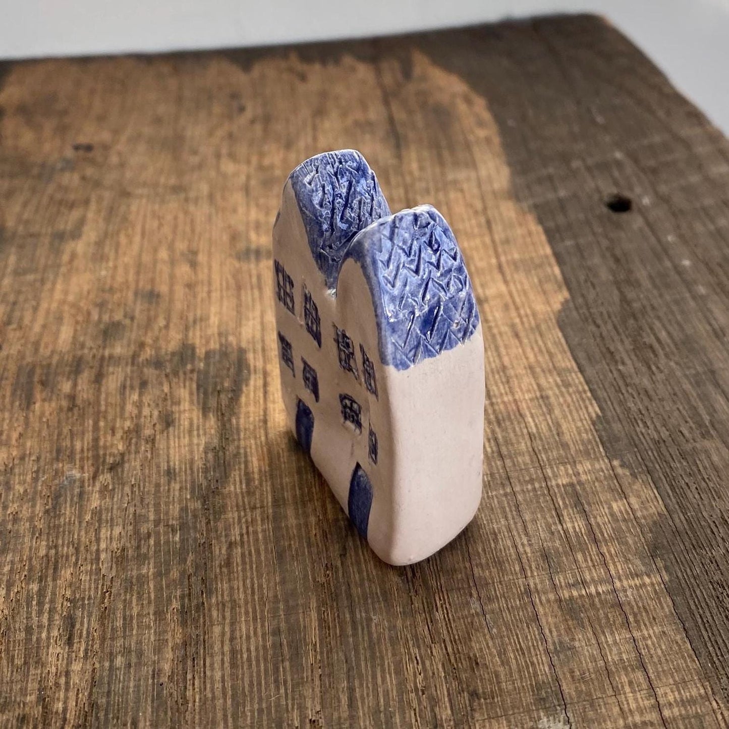 Tiny Wonky Ceramic House: Handmade Clay Village Shelf Decor