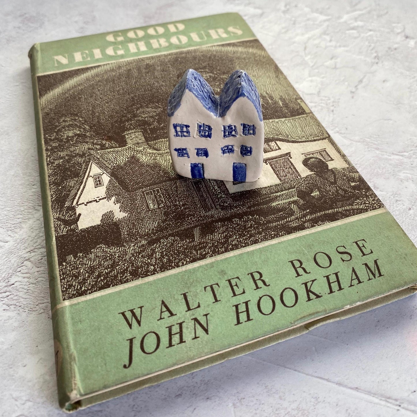 Tiny Wonky Ceramic House: Handmade Clay Village Shelf Decor