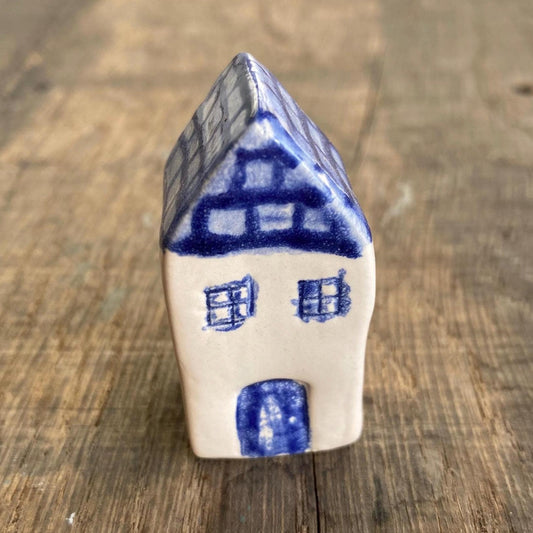 Tiny Wonky Ceramic House: Handmade Clay Village Shelf Decor