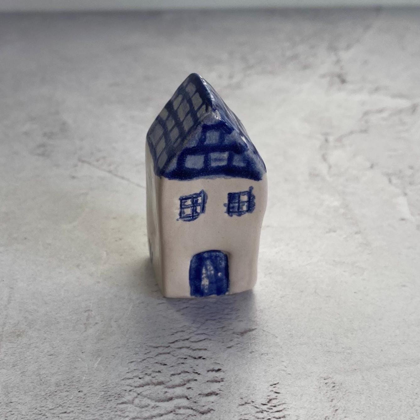 Tiny Wonky Ceramic House: Handmade Clay Village Shelf Decor