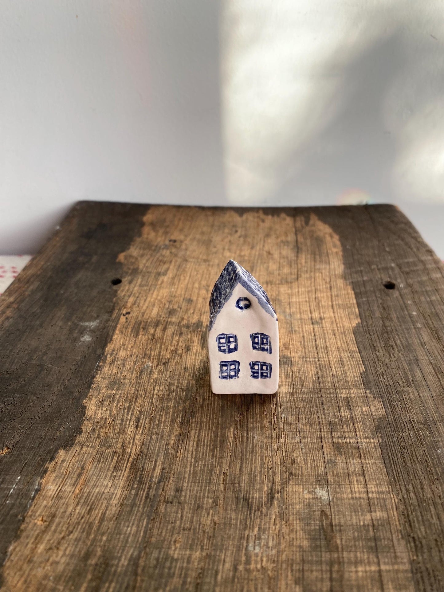 Tiny Wonky Ceramic House: Handmade Clay Village Shelf Decor