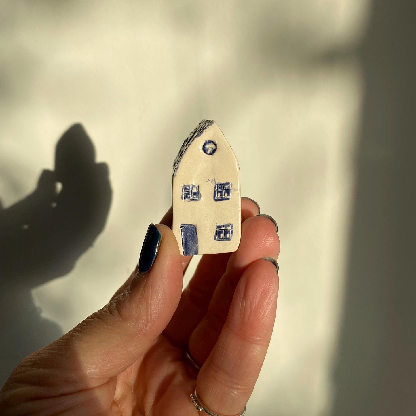 Tiny Wonky Ceramic House: Handmade Clay Village Shelf Decor