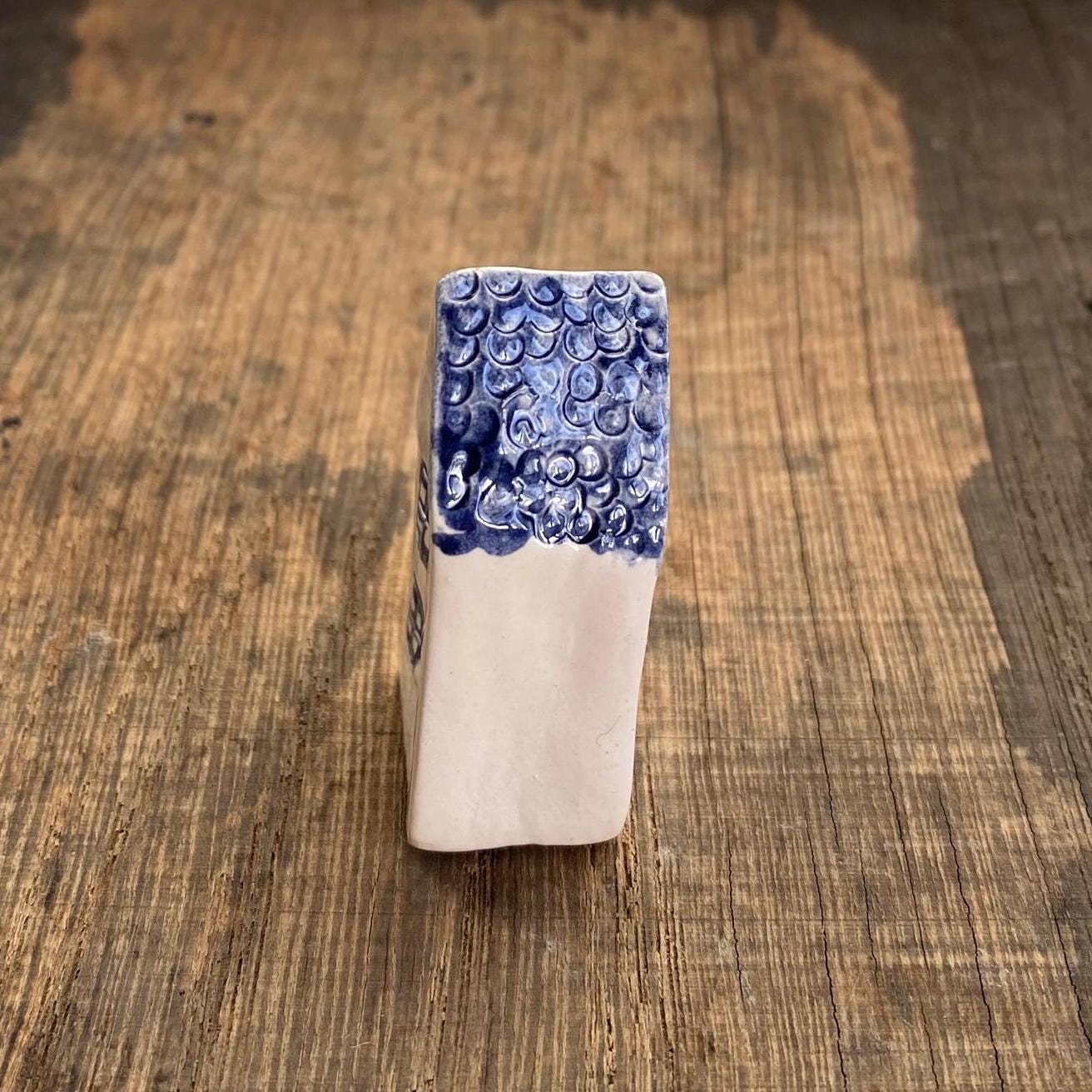 Tiny Wonky Ceramic House: Handmade Clay Village Shelf Decor