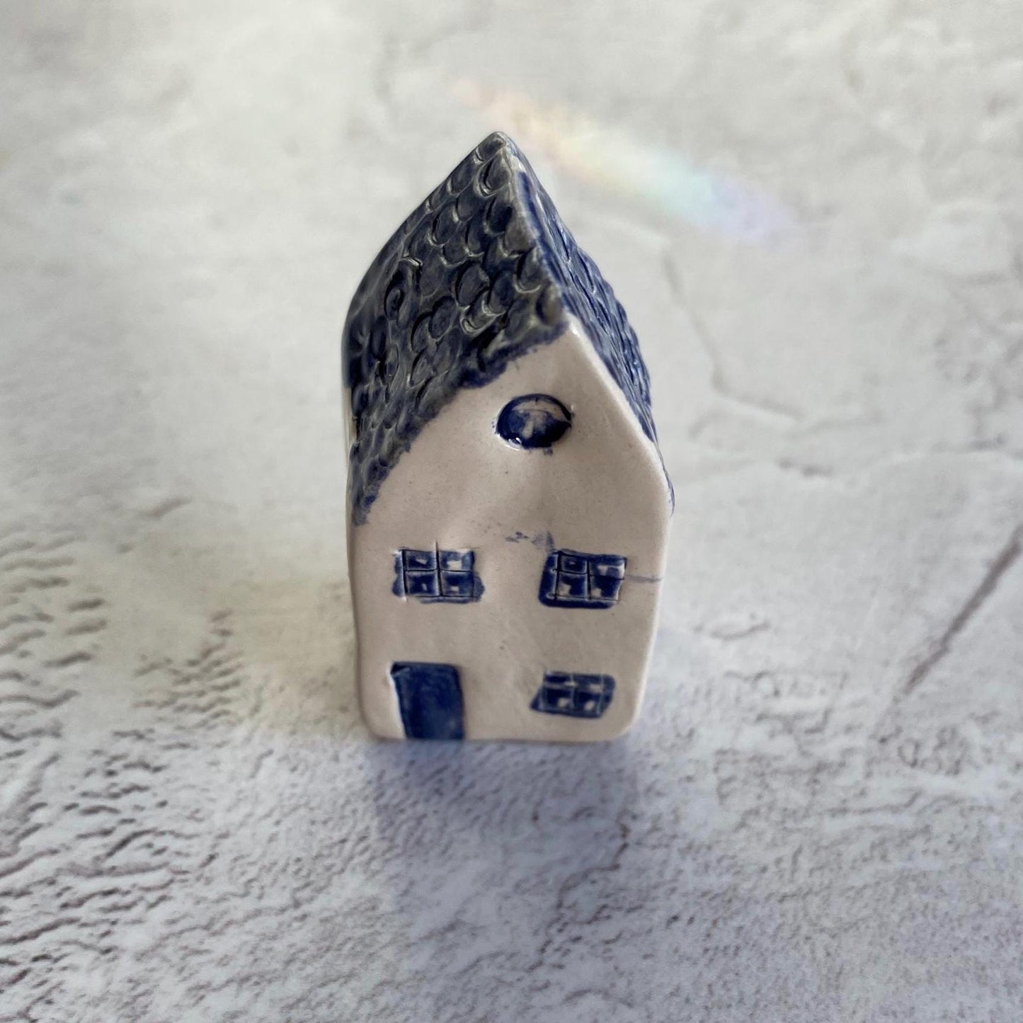 Tiny Wonky Ceramic House: Handmade Clay Village Shelf Decor