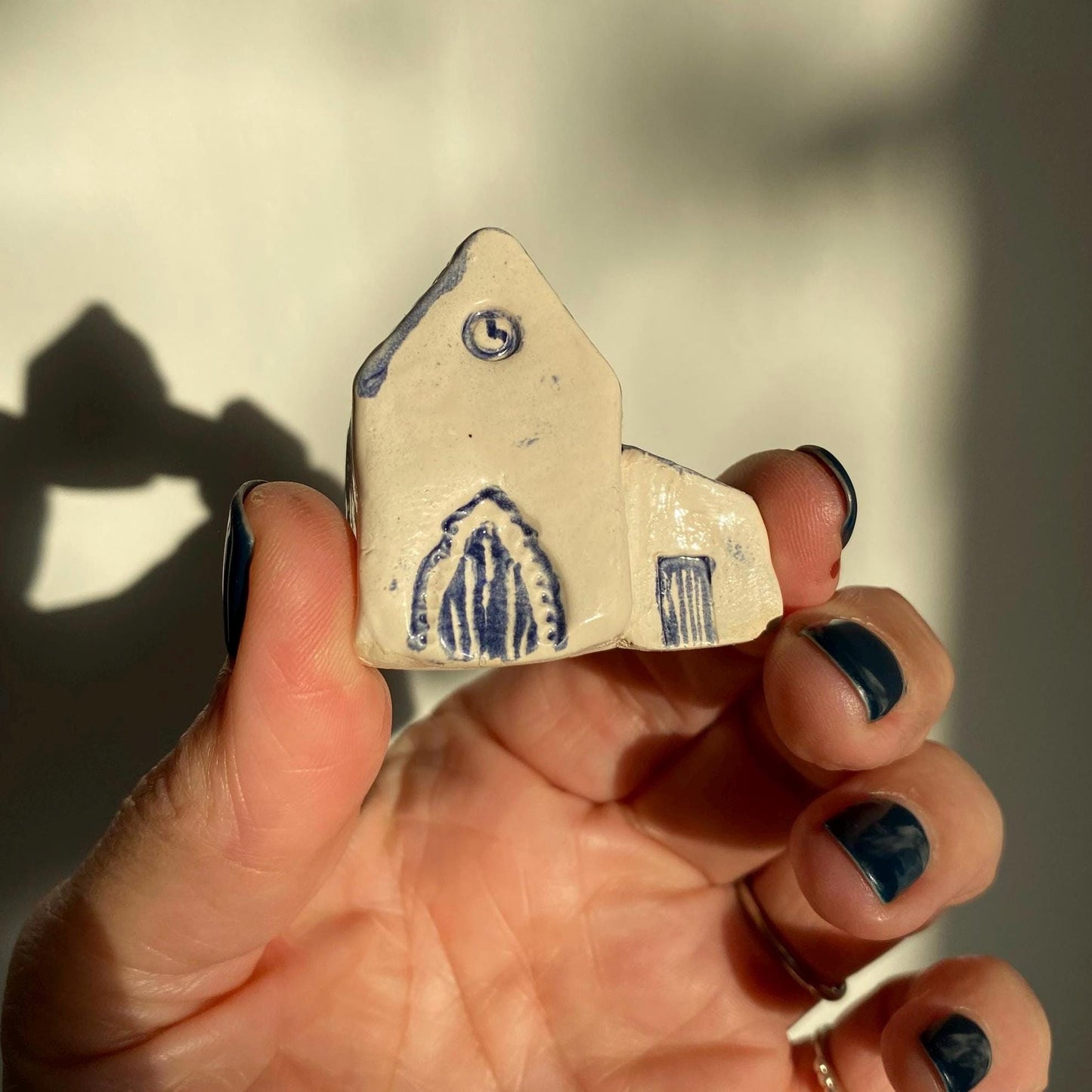 Tiny Ceramic House: Handmade Clay Village Shelf Decor