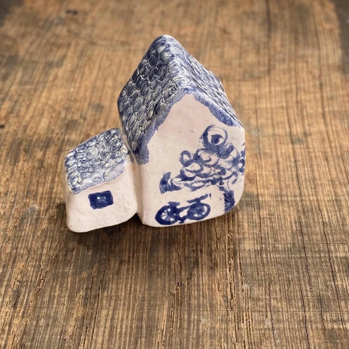 Tiny Ceramic House: Handmade Clay Village Shelf Decor