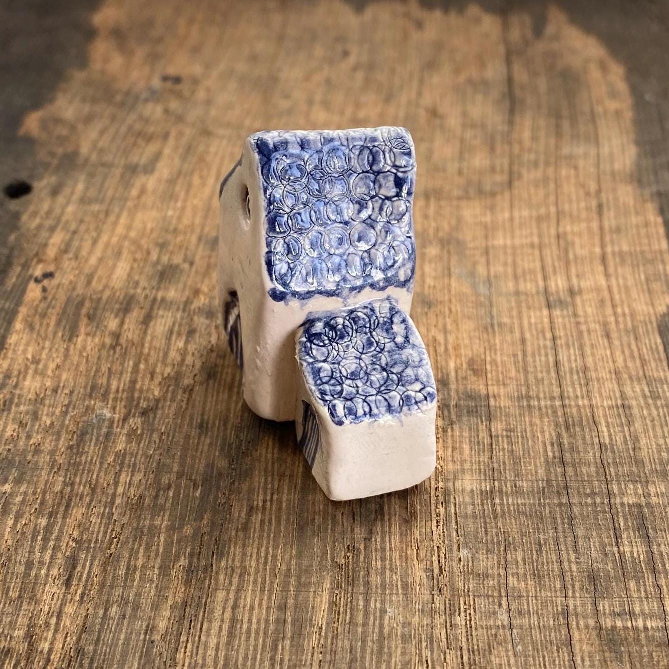 Tiny Ceramic House: Handmade Clay Village Shelf Decor