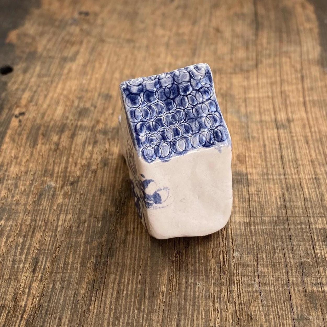 Tiny Ceramic House: Handmade Clay Village Shelf Decor