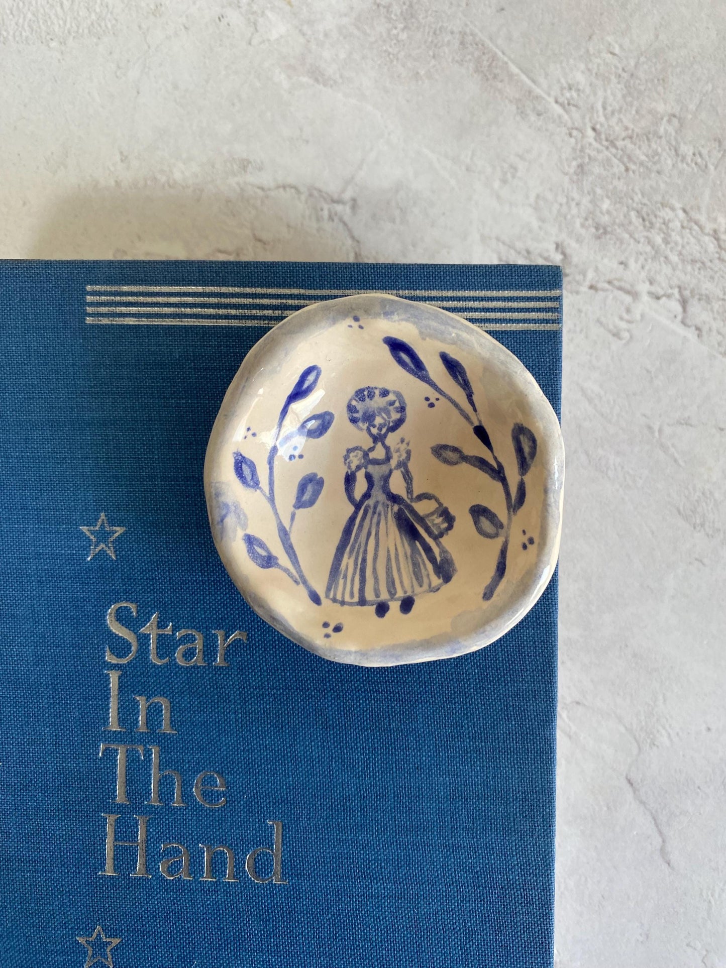 Ceramic Trinket Dish - Decorative Bowl - Ring Dish -  Lady - Floral