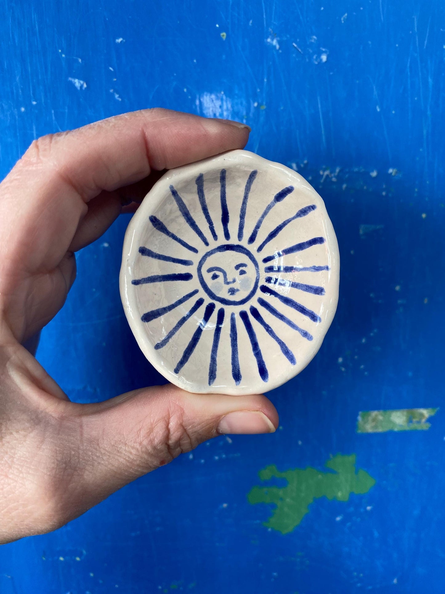 Ceramic Trinket Dish - Decorative Bowl - Ring Dish -  Sun - Sun Burst