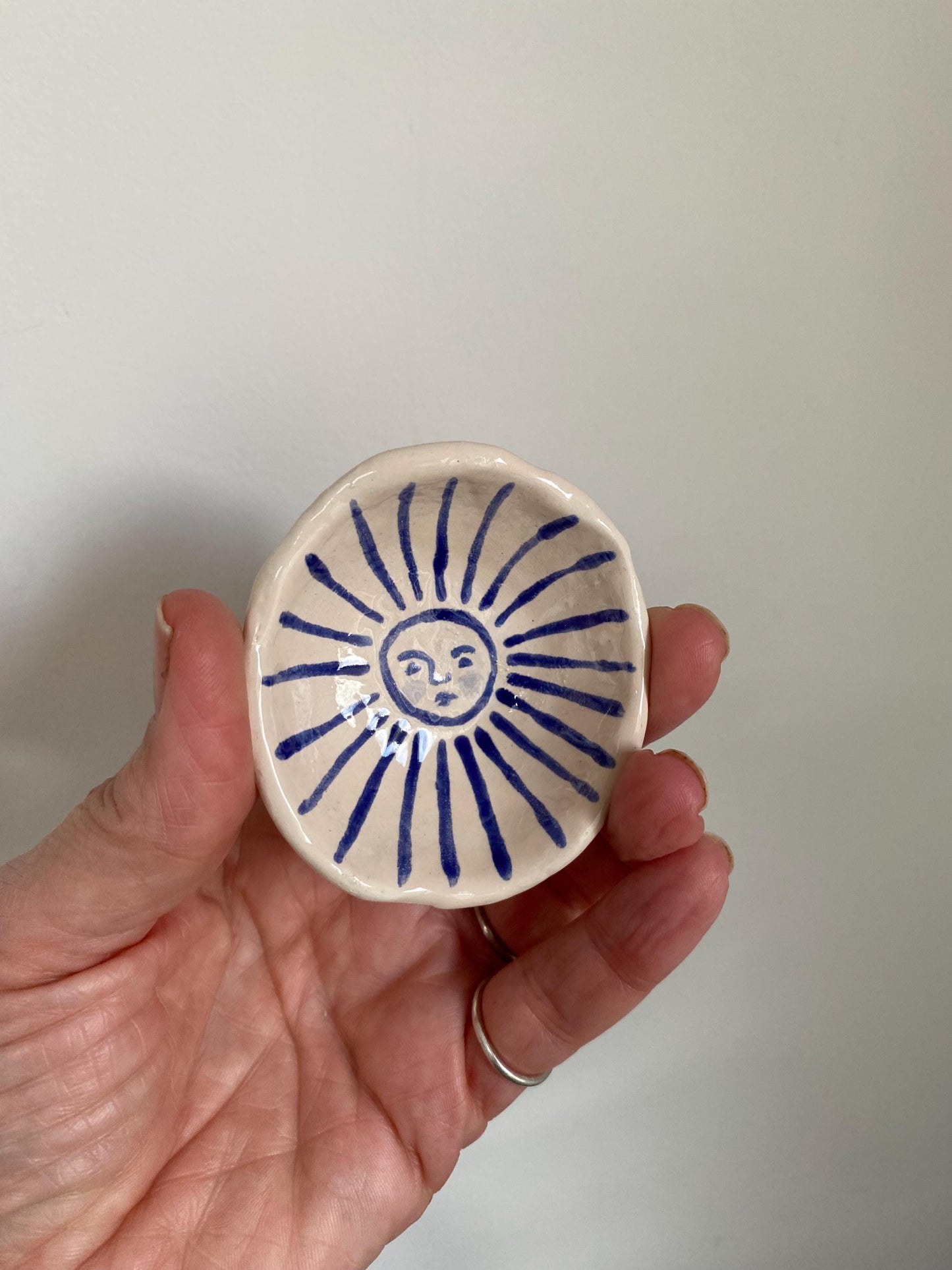 Ceramic Trinket Dish - Decorative Bowl - Ring Dish -  Sun - Sun Burst