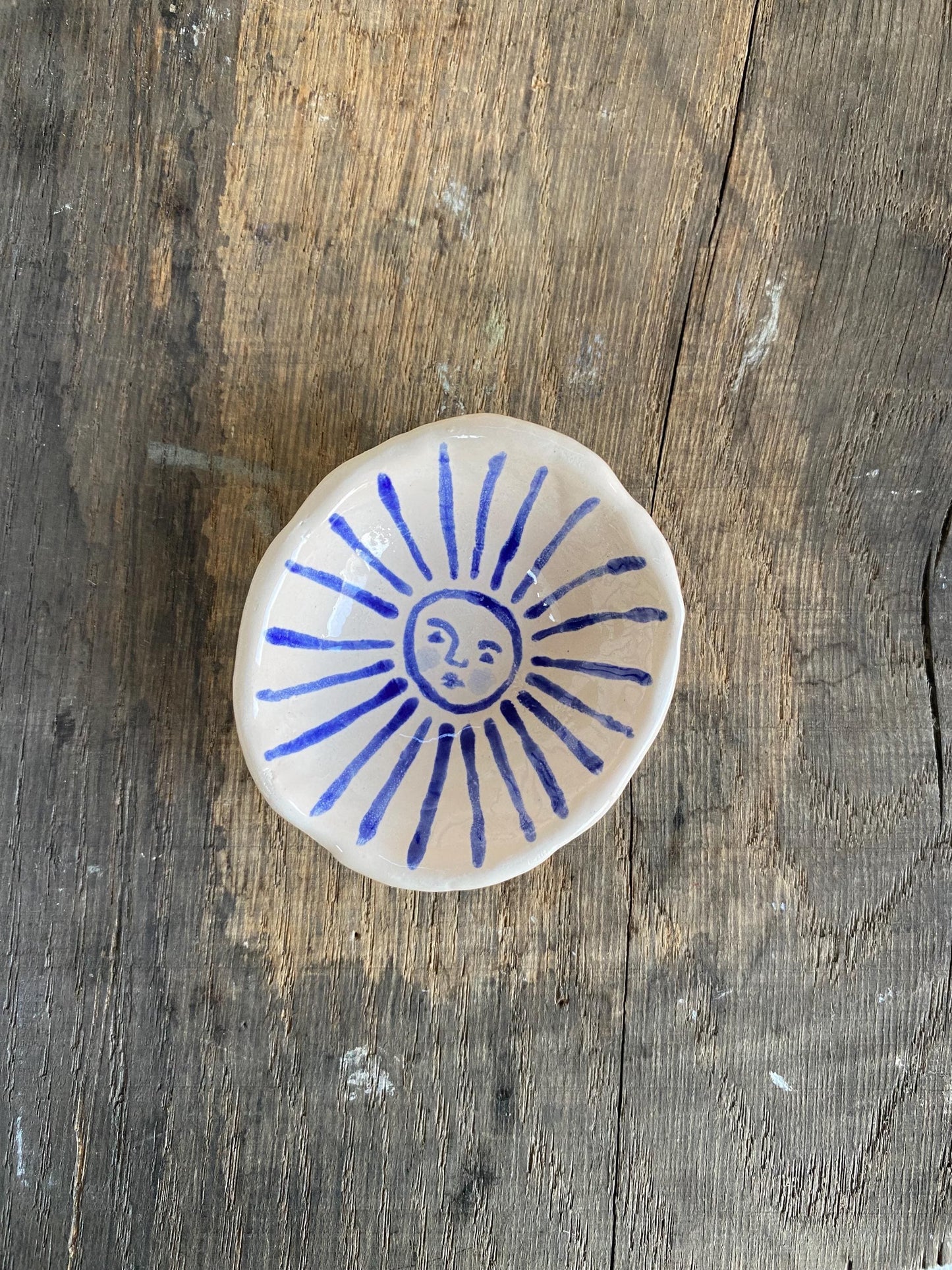 Ceramic Trinket Dish - Decorative Bowl - Ring Dish -  Sun - Sun Burst