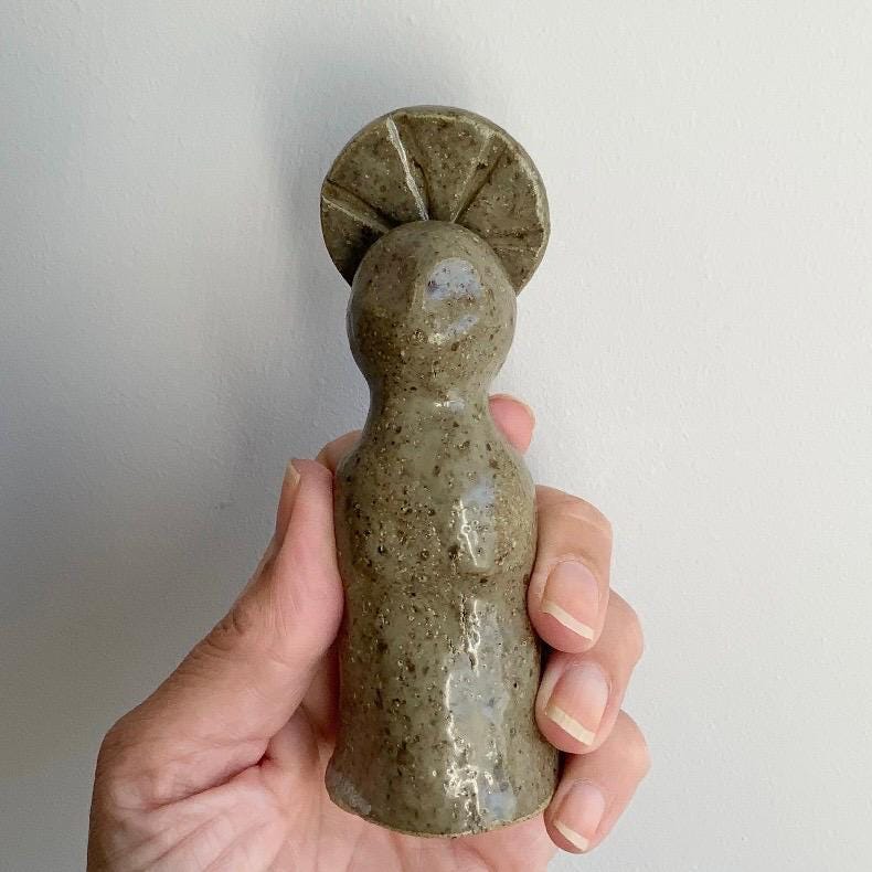 Stoneware Ceramic Altar Woman Shrine Figurine