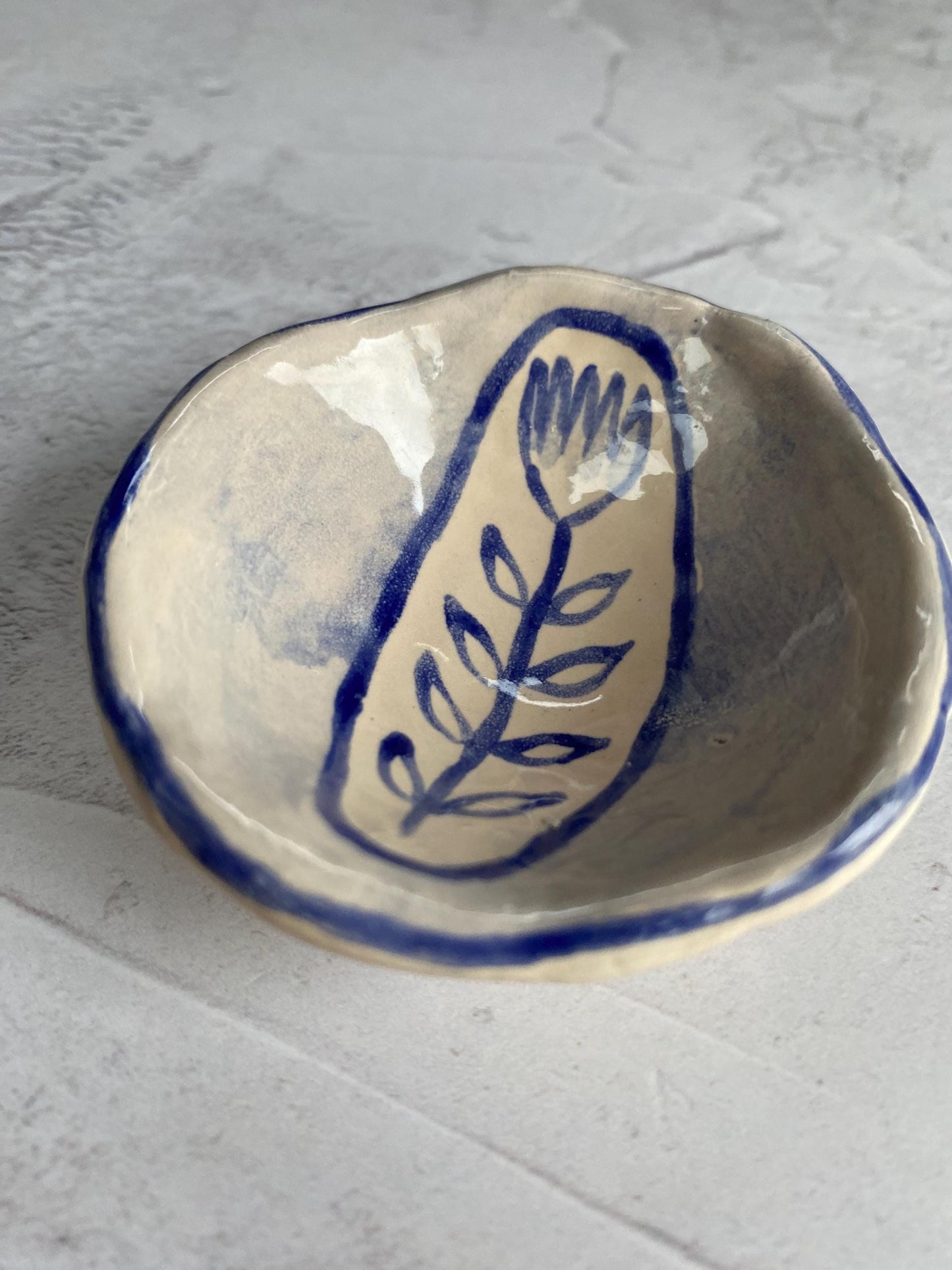Ceramic Trinket Dish - Decorative Bowl - Ring Dish - Flower - Floral - Delft Inspired