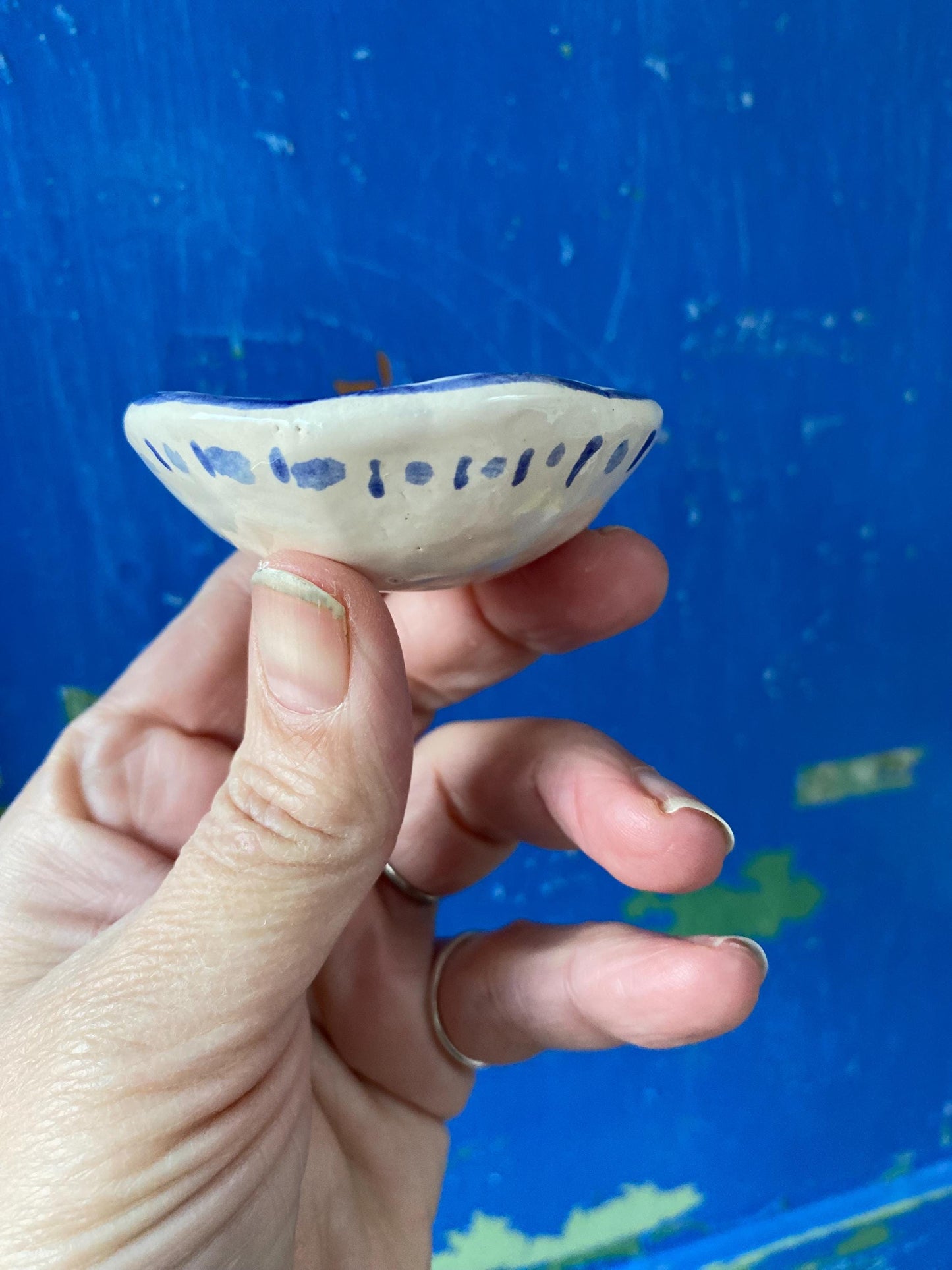 Ceramic Trinket Dish - Decorative Bowl - Ring Dish - Flower - Floral - Delft Inspired