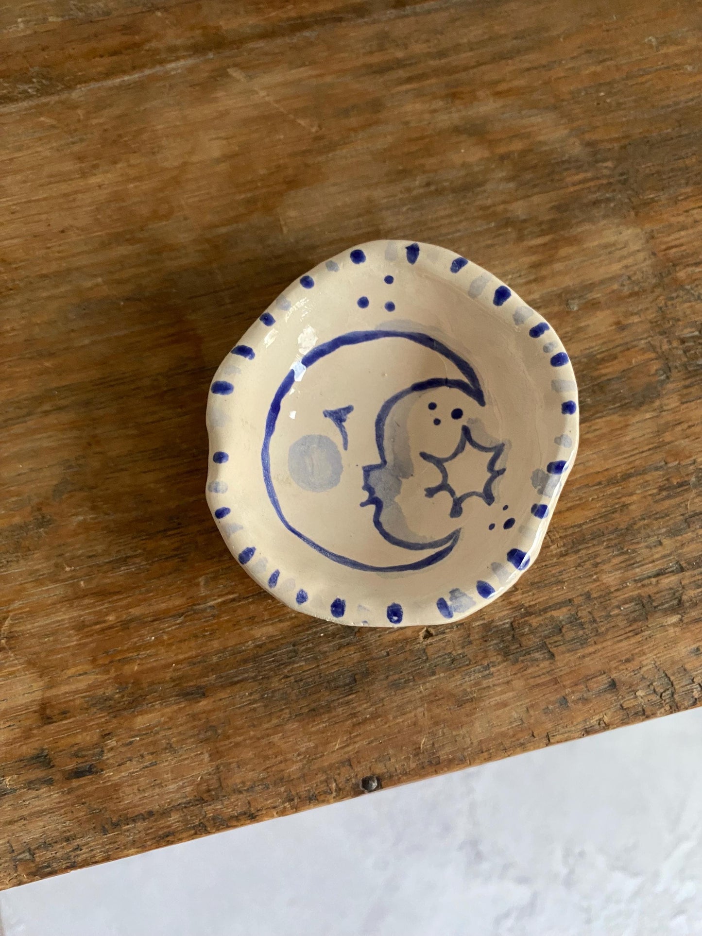 Ceramic Trinket Dish - Decorative Bowl - Ring Dish -  Moon - Whimsical - Celestial