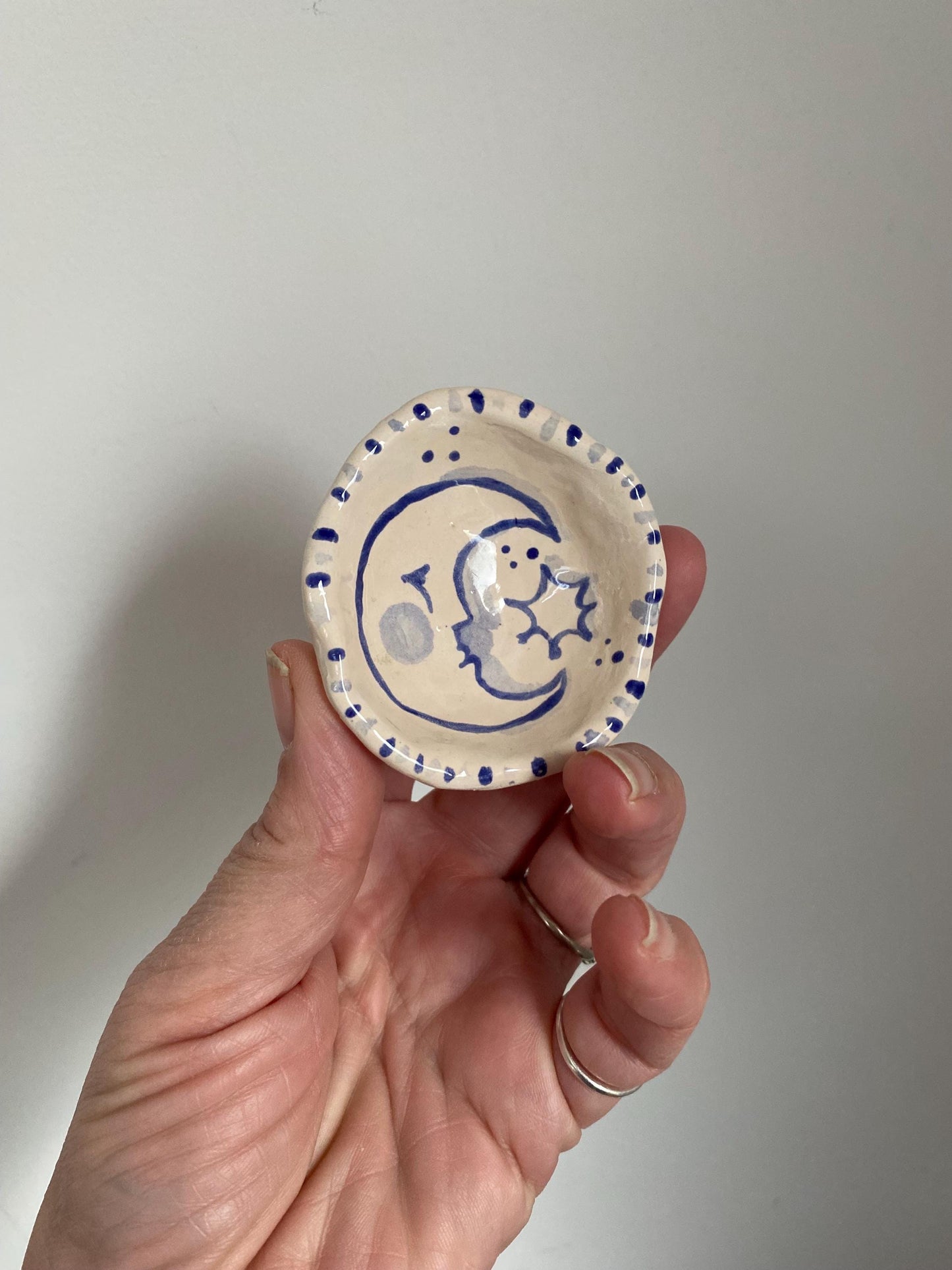 Ceramic Trinket Dish - Decorative Bowl - Ring Dish -  Moon - Whimsical - Celestial