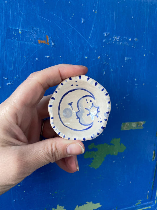 Ceramic Trinket Dish - Decorative Bowl - Ring Dish -  Moon - Whimsical - Celestial