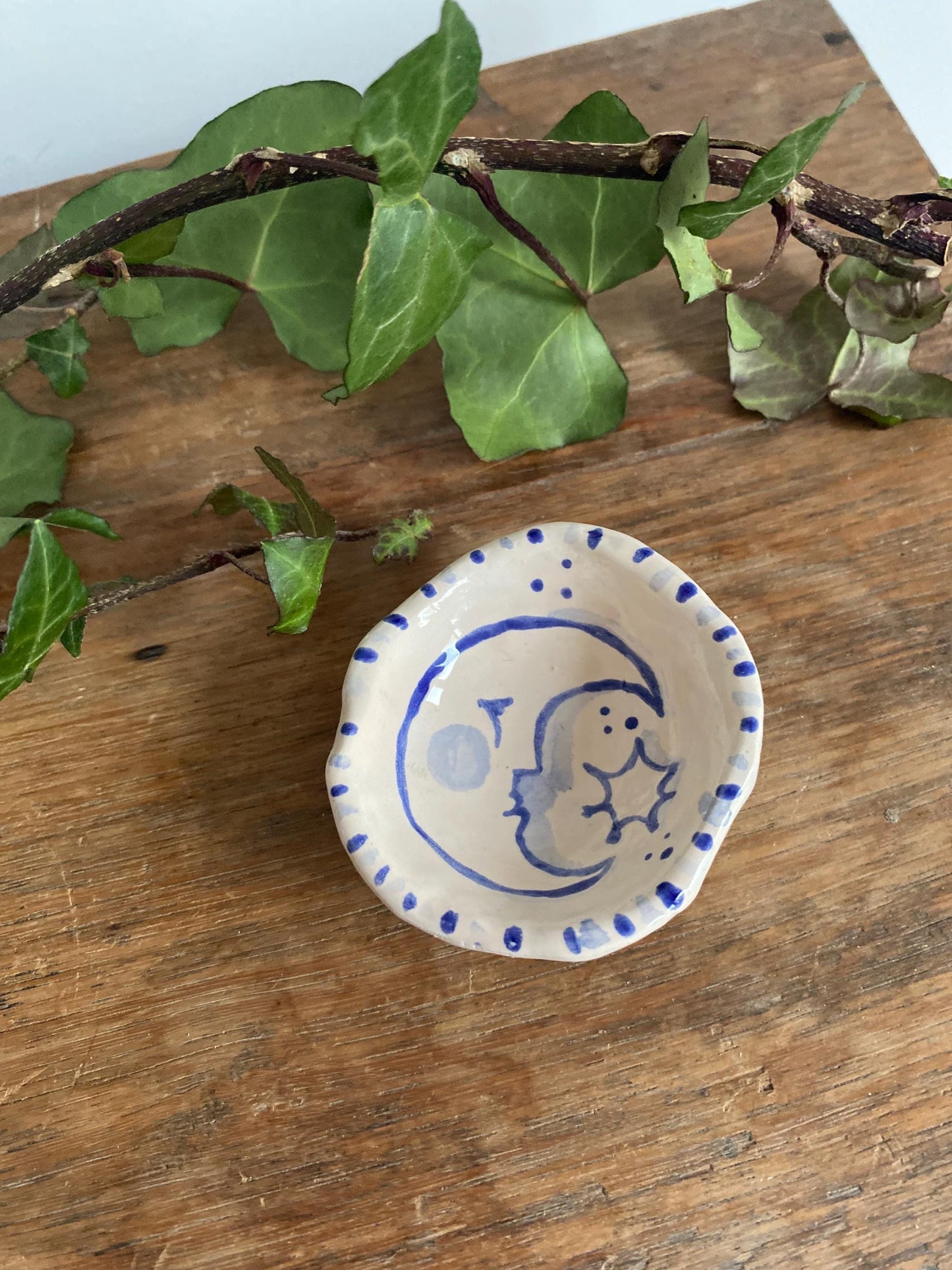 Ceramic Trinket Dish - Decorative Bowl - Ring Dish -  Moon - Whimsical - Celestial